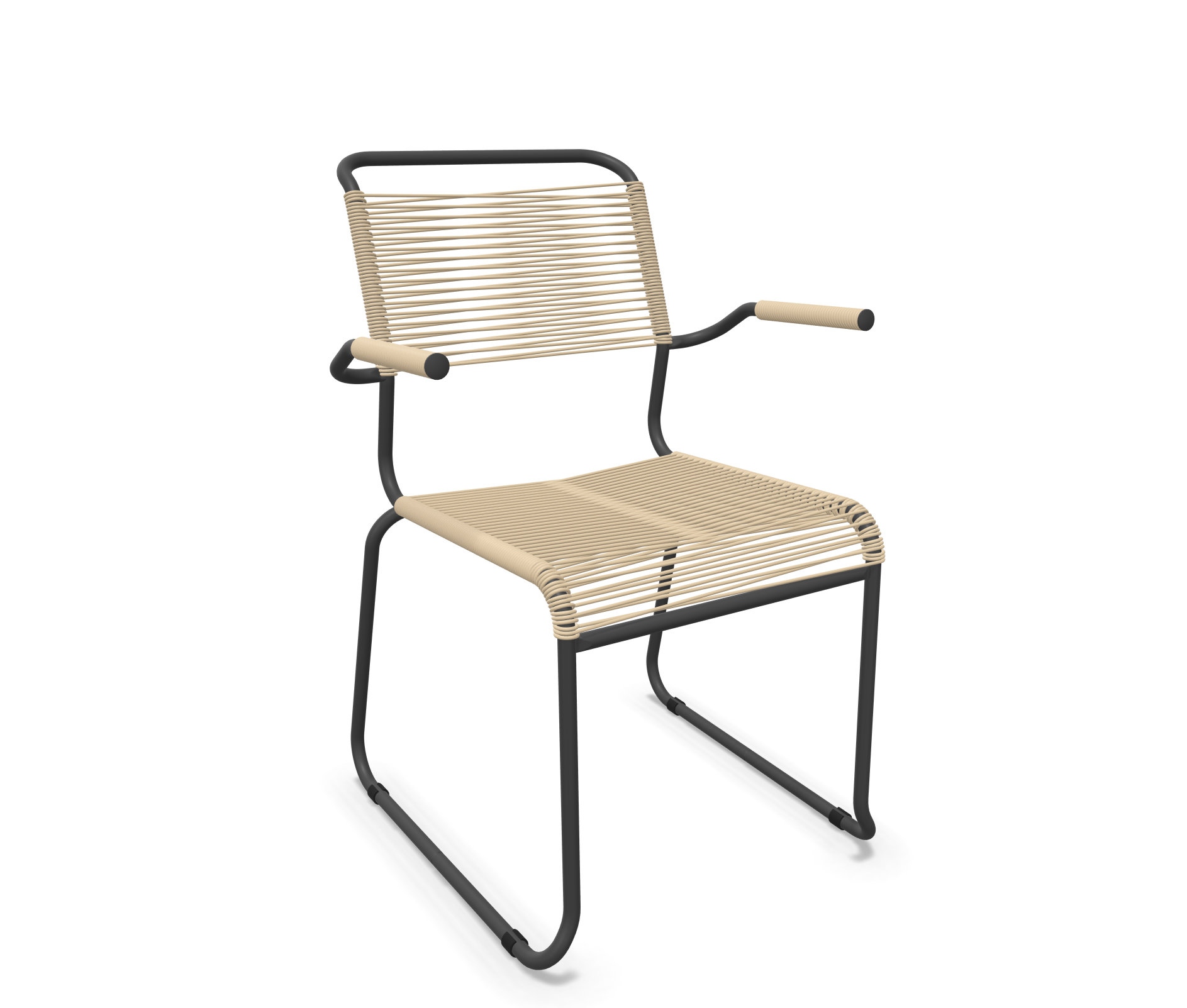 Kufen-Spaghetti-Stuhl Säntis mit Lehne von Schaffner / Farbe: Pastellbraun / Grösse: 60 x 61 cm