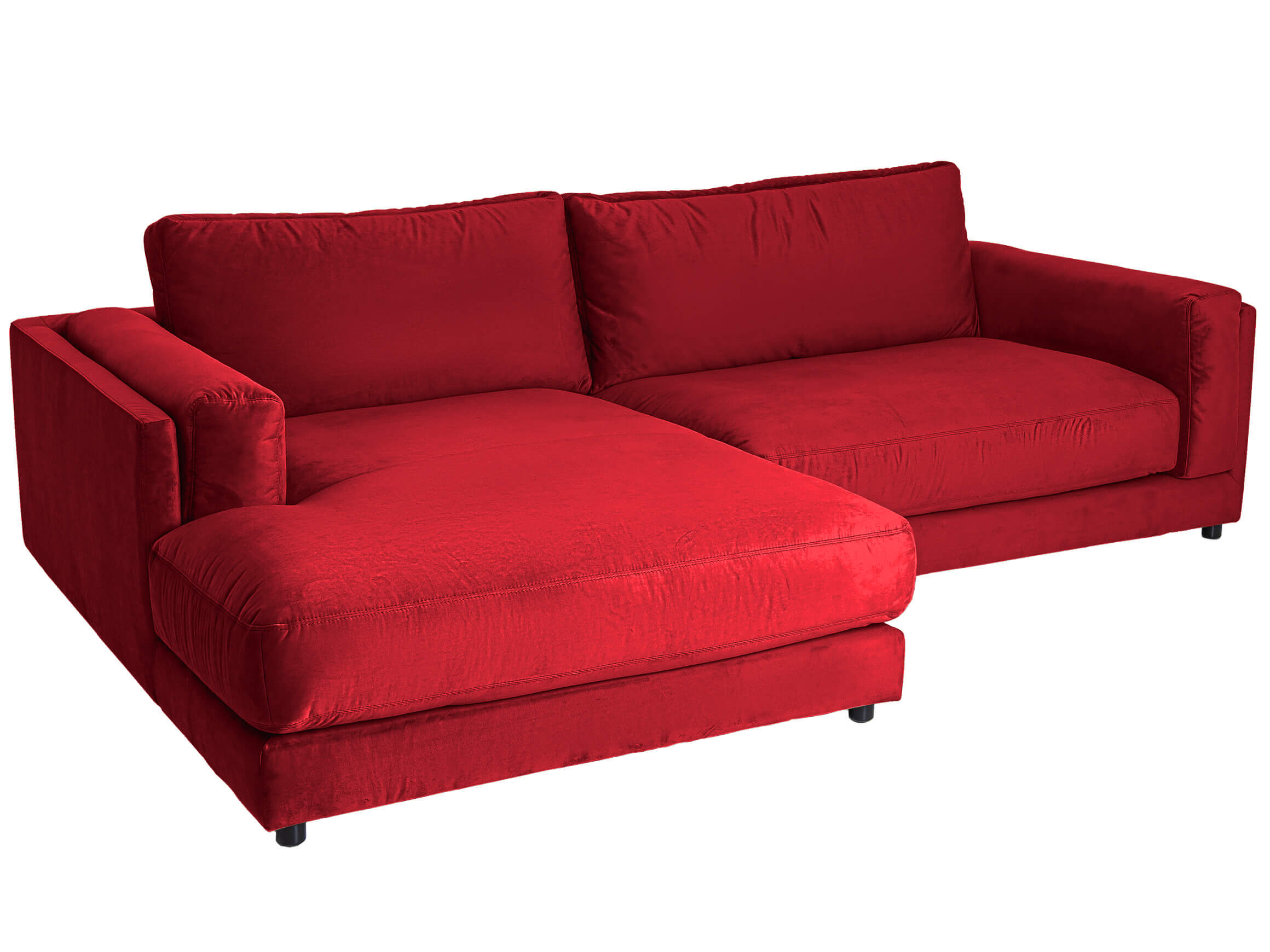 Corner sofa Larry Basic Candy / Colour: Cherry / Cover material: Basic leather