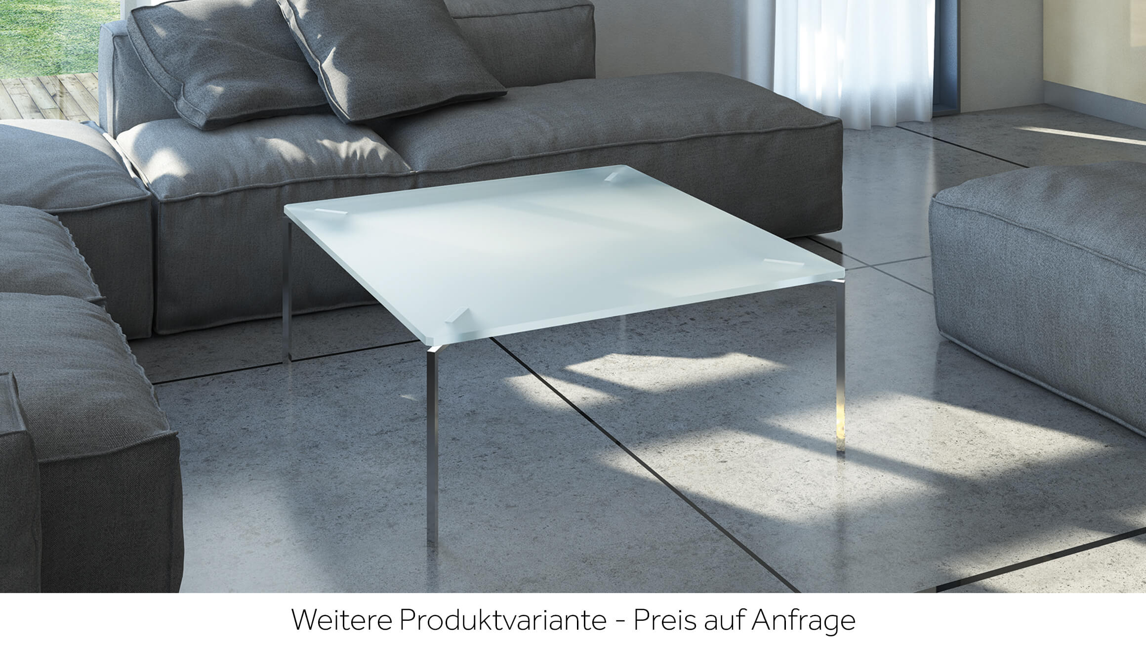 Couchtisch Faolan, Glas Satiniert, Edelstahl, b 90 cm t 90 cm h 36 cm