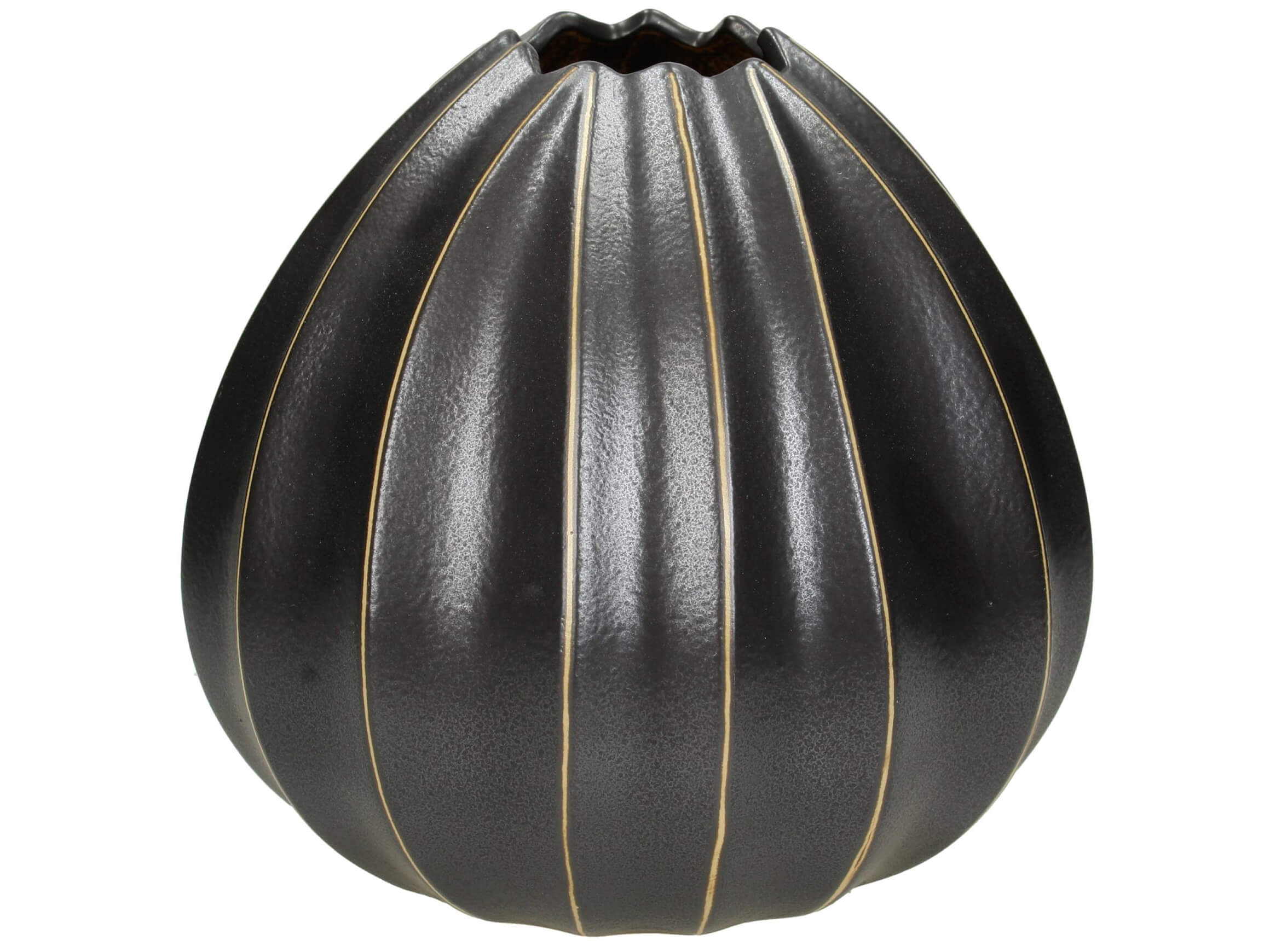 Vase Mit Rillen H: 21 cm Kersten / Farbe: Gold Schwarz