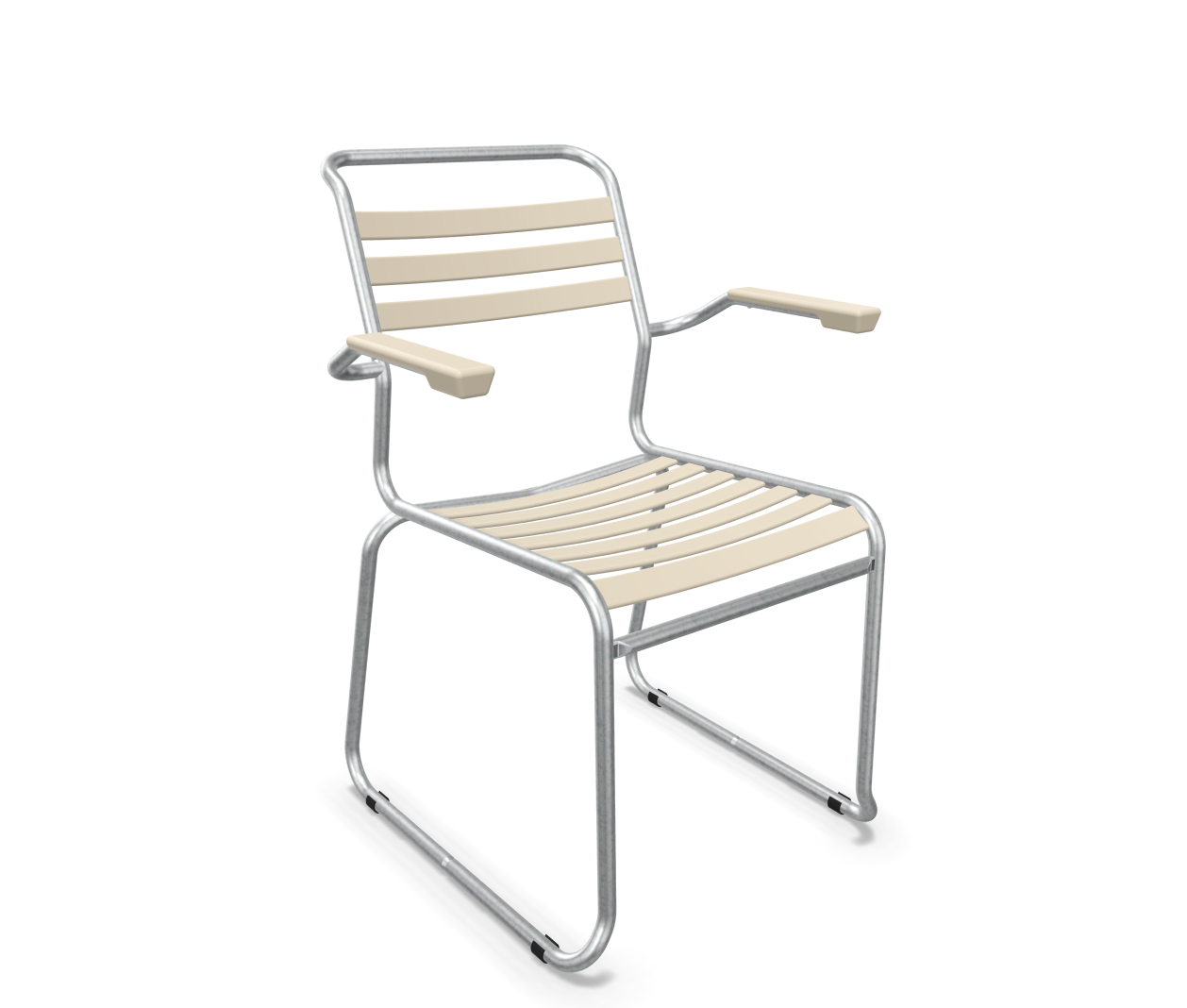 Schaffner Kufen-Lättli-Stuhl Säntis mit Lehne Feuerverzinkt Beige | Schubiger Möbel