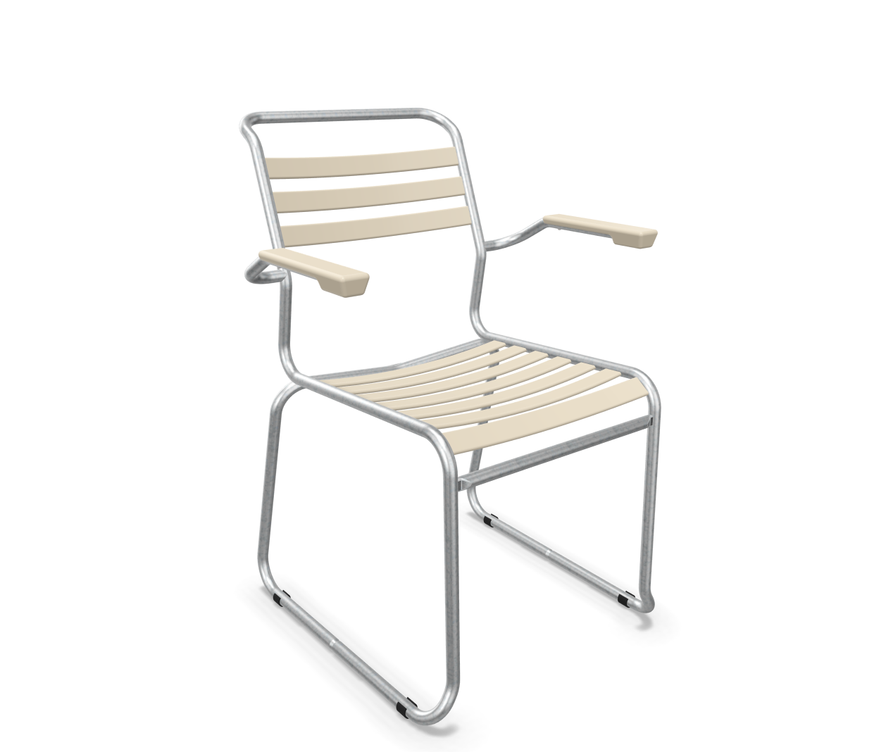 Kufen-Lättli-Stuhl Säntis mit Lehne Feuerverzinkt von Schaffner / Farbe: Pastellsand / Grösse: 61 x 61 cm