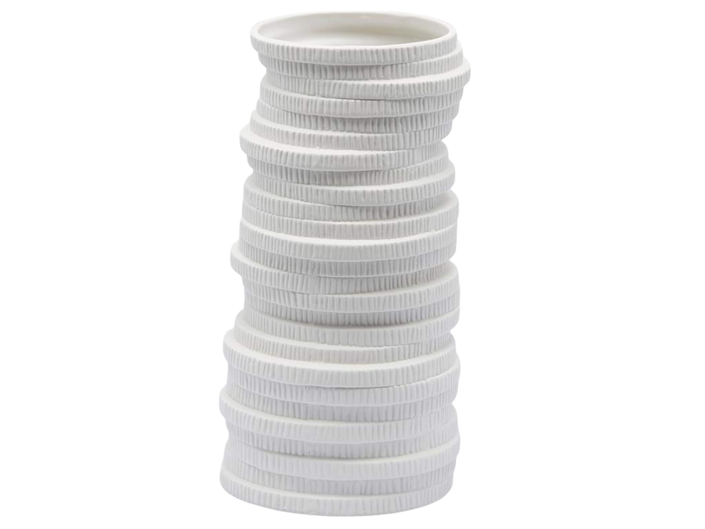 Vase Scheiben Matt Weiss H: 31 cm Edg