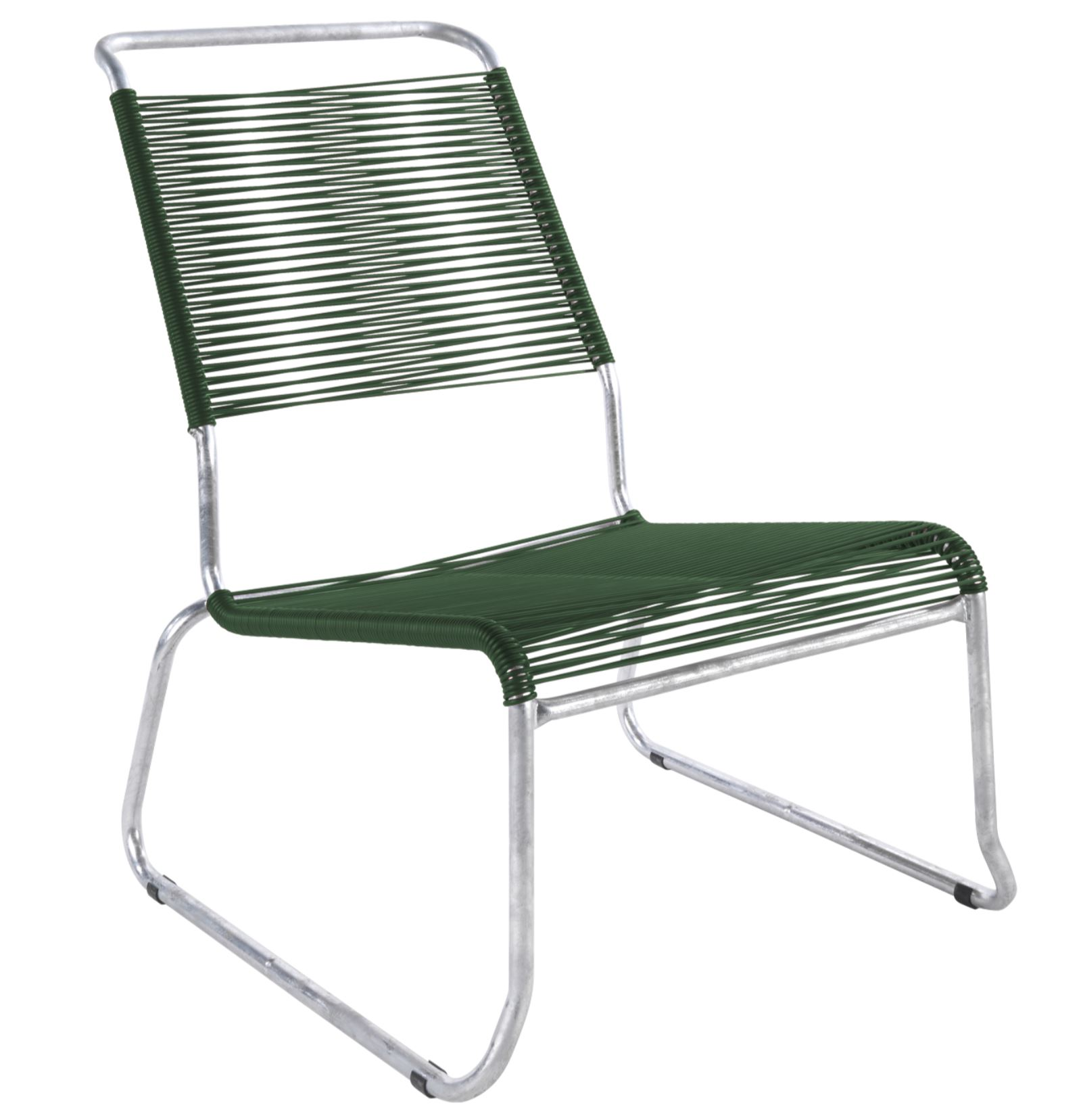 Spaghetti-Kufen-Lounger-Hochlehner Säntis Feuerverzinkt von Schaffner / Farbe: Tannengrün / Grösse: 54 x 84 cm
