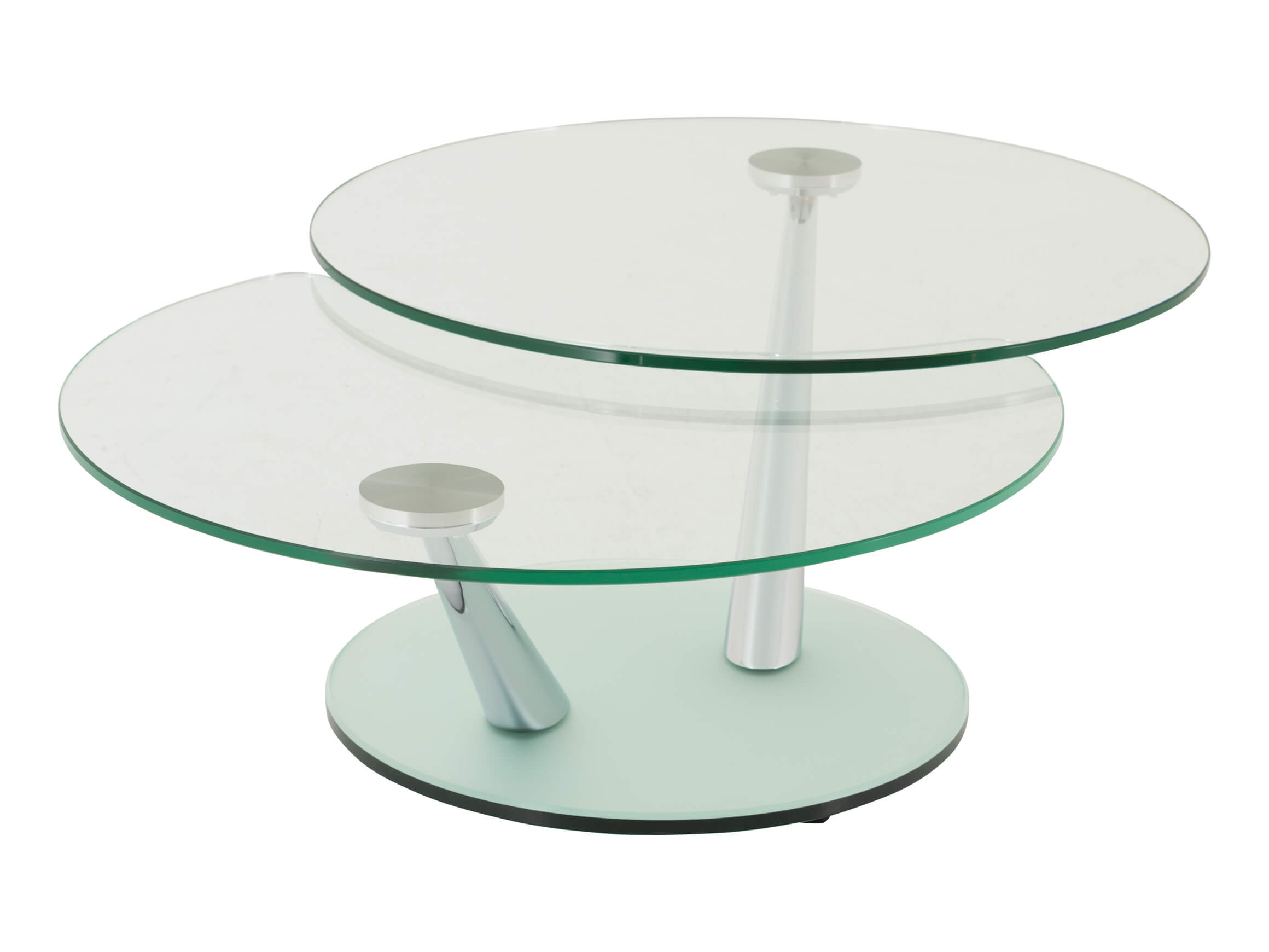 Salontisch Caladia, Silberglas, Chrom, Klarglas, b