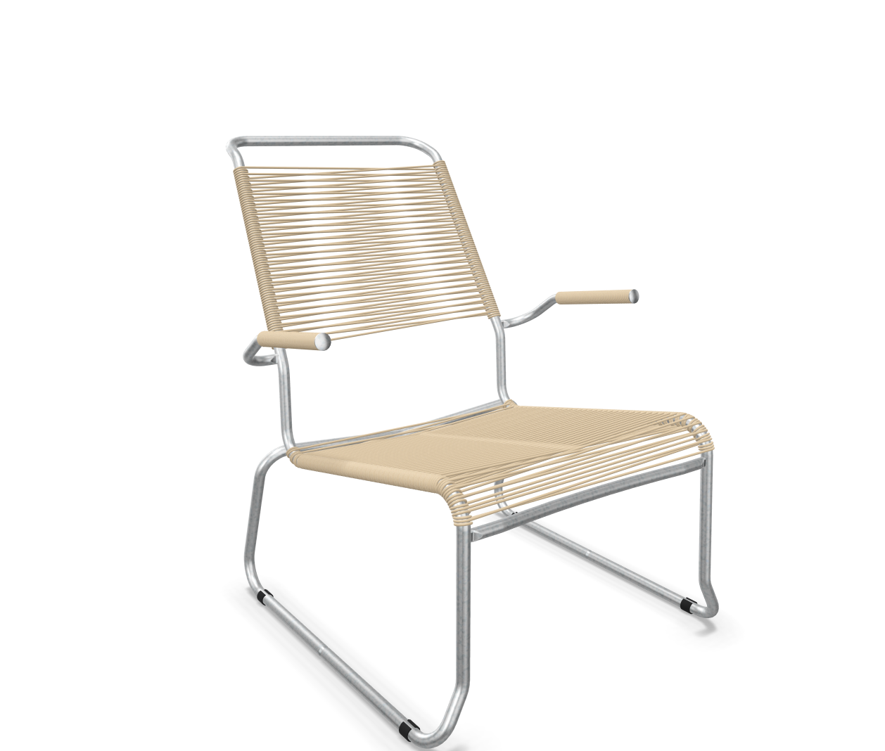 Schaffner Kufen-Spaghetti-Lounger Säntis mit Lehne / Hochlehner Feuerverzinkt Braun | Schubiger Möbel
