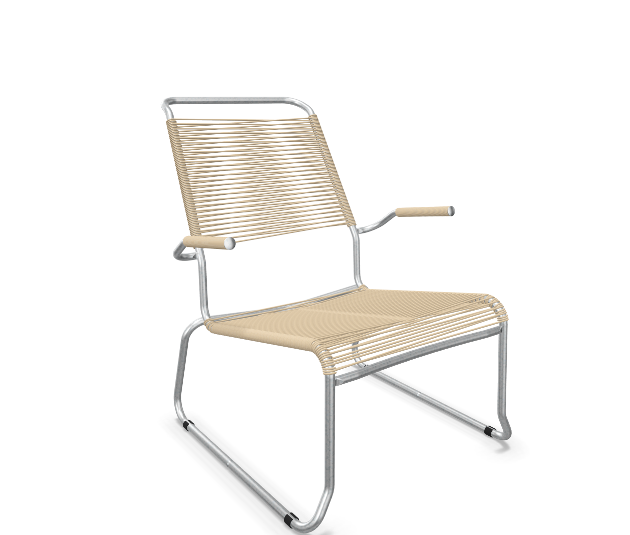 Kufen-Spaghetti-Lounger Säntis mit Lehne / Hochlehner Feuerverzinkt von Schaffner / Farbe: Pastellbraun / Grösse: 68 x 85 cm
