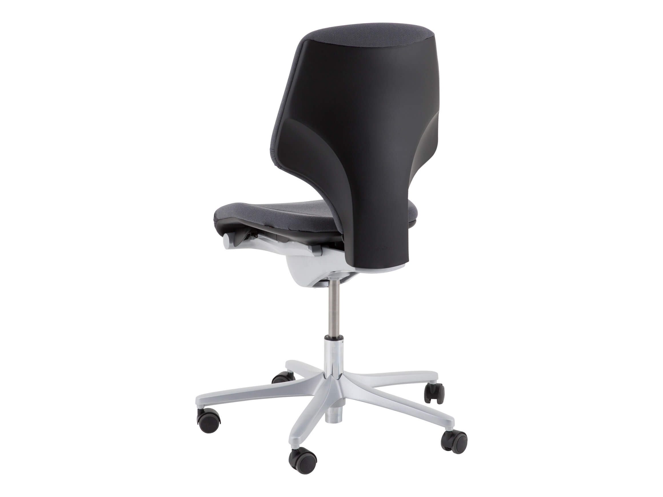 Bürostuhl G64, Stoff Schwarz, Alufüsse, Rollen, b 66 cm h 91-111 cm