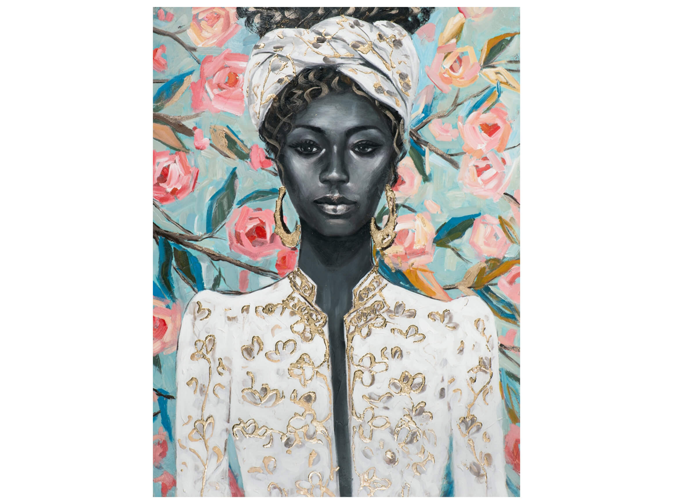 Bild Schwarze Schönheit Von Blumen Umringt image LAND