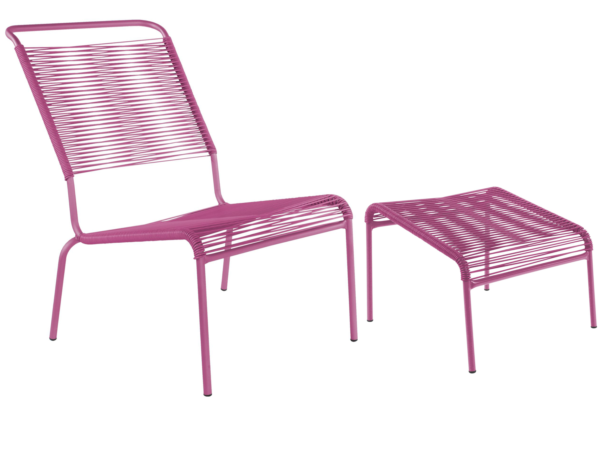 Spaghetti-Lounger-Hochlehner + Hocker Säntis Schaffner / Farbe: Pink
