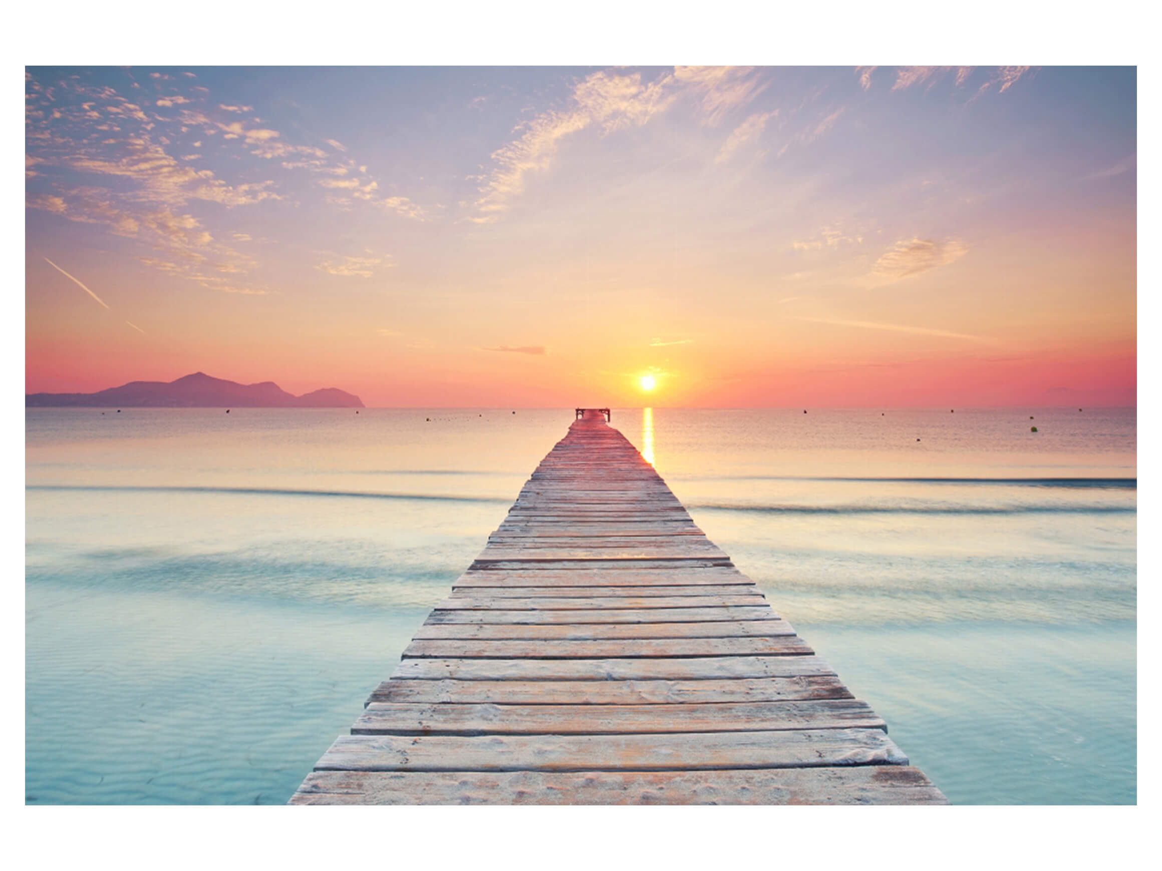 Digitaldruck auf Acrylglas Steg Bei Sonnenuntergang image LAND / Grösse: 120 x 80 cm