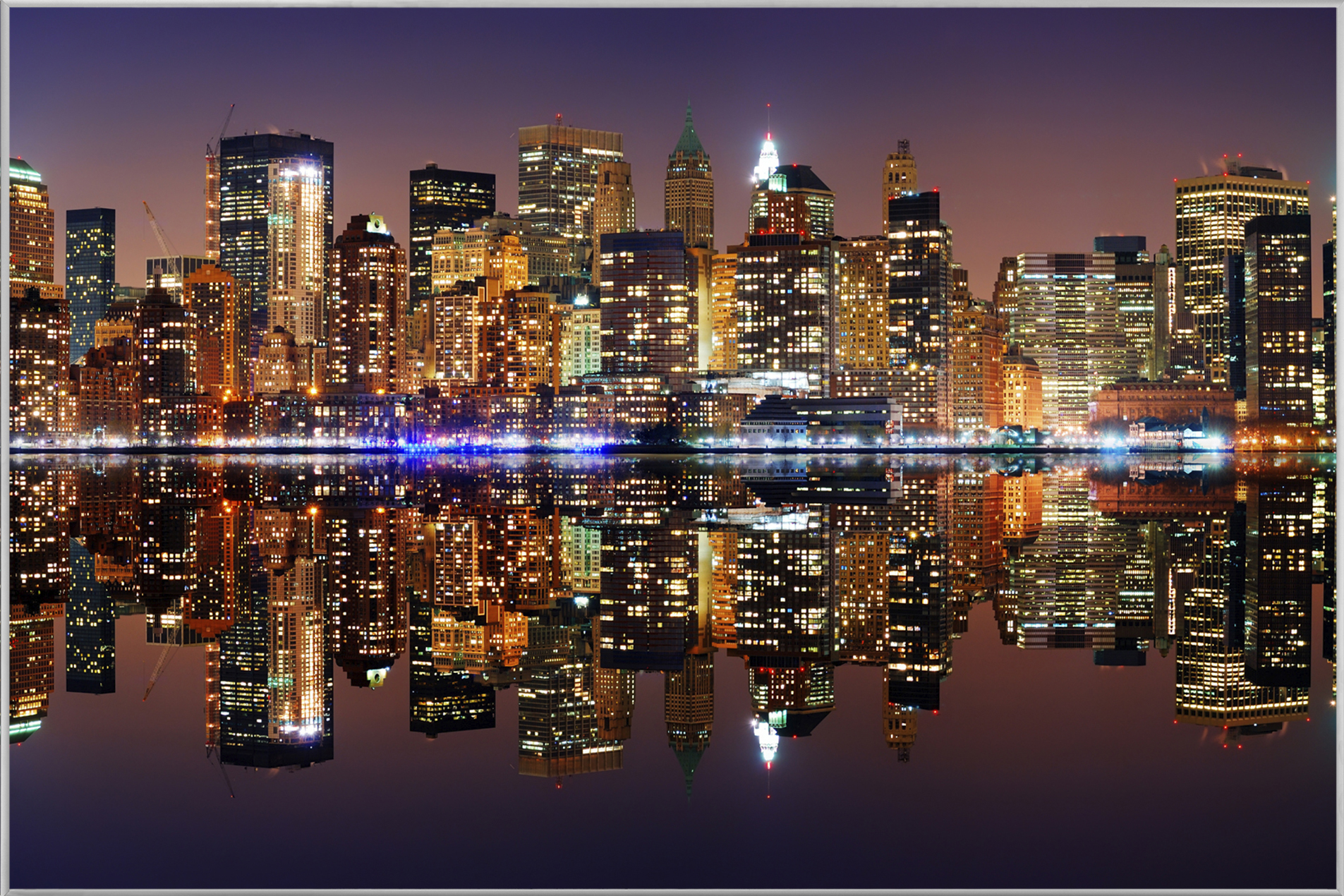 Bild mit Rahmen-New York Skyline mit Spiegelung-image LAND