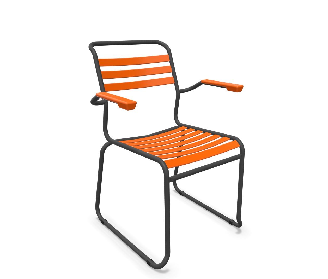 Schaffner Kufen-Lättli-Stuhl Säntis mit Lehne Orange | Schubiger Möbel