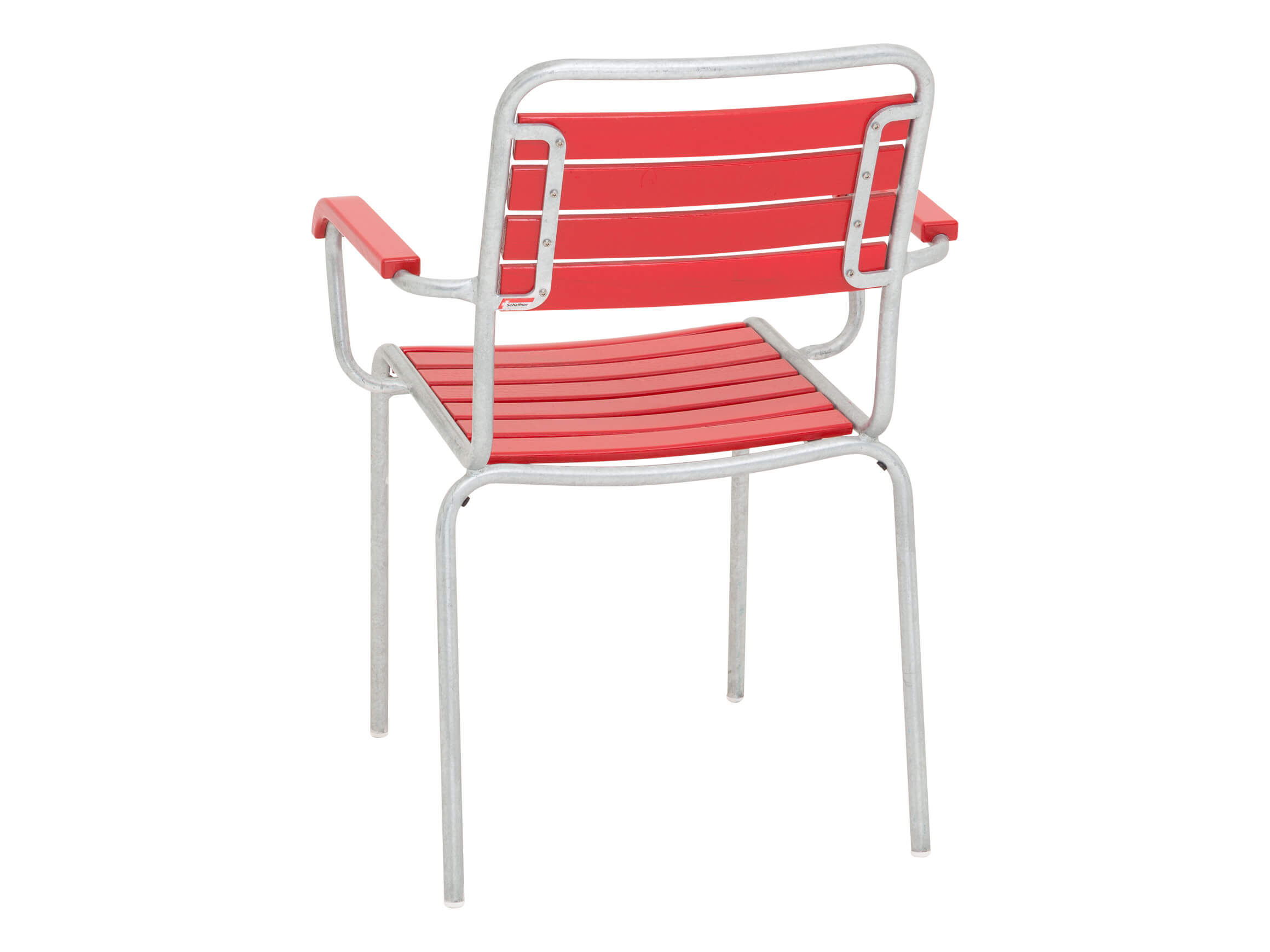 Holzlatten-Stuhl Rigi mit Armlehnen Schaffner / Farbe: Rot