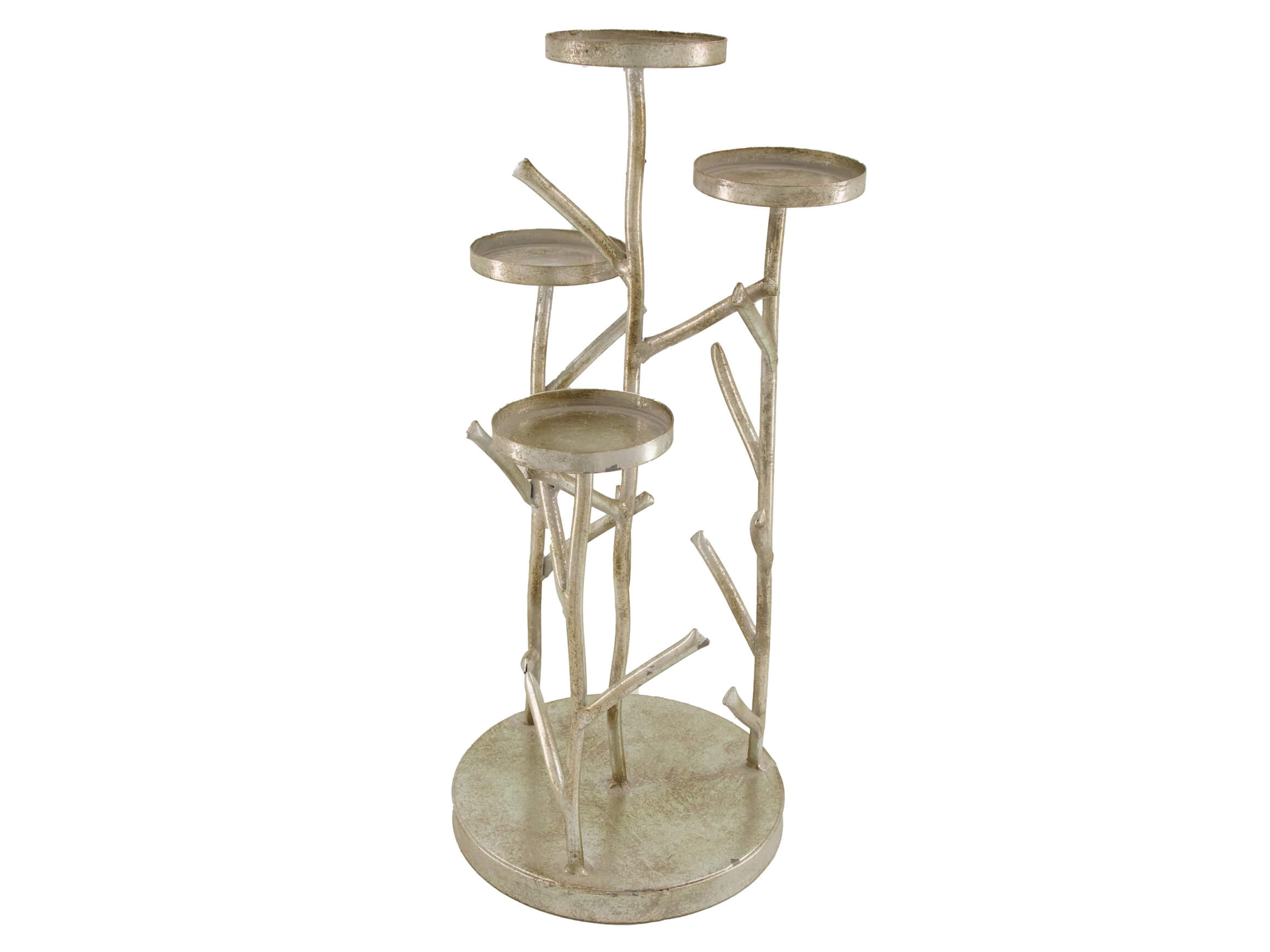 Candle holder metal silver H: 43 cm Decofinder