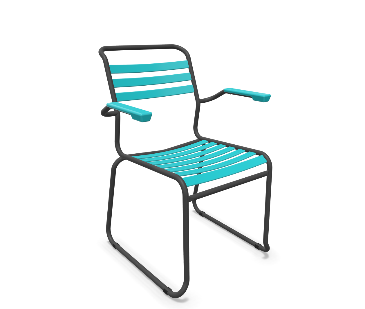 Schaffner Kufen-Lättli-Stuhl Säntis mit Lehne Blau | Schubiger Möbel