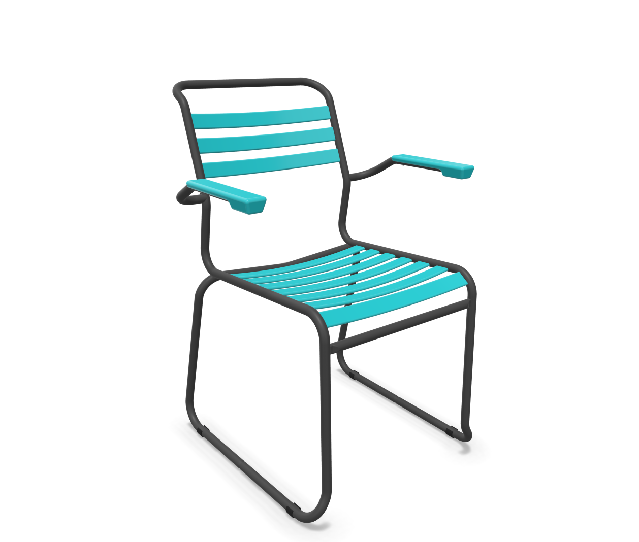 Kufen-Lättli-Stuhl Säntis mit Lehne von Schaffner / Farbe: Türkis / Grösse: 61 x 61 cm