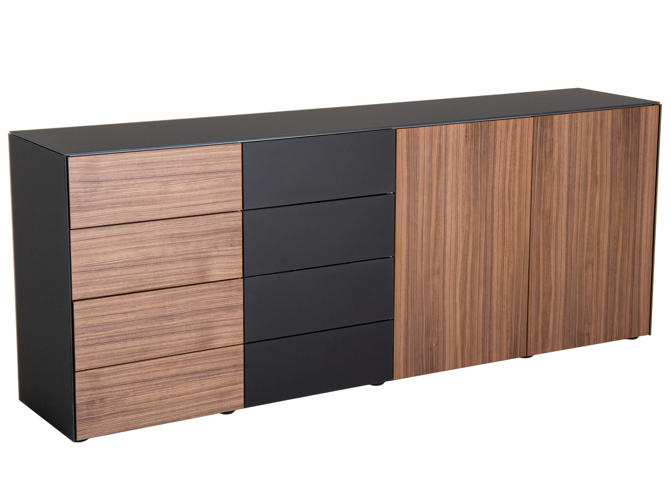 Sideboard Garda Living Modular / Farbe: Tiefschwarz Hellgrau Nussbaum