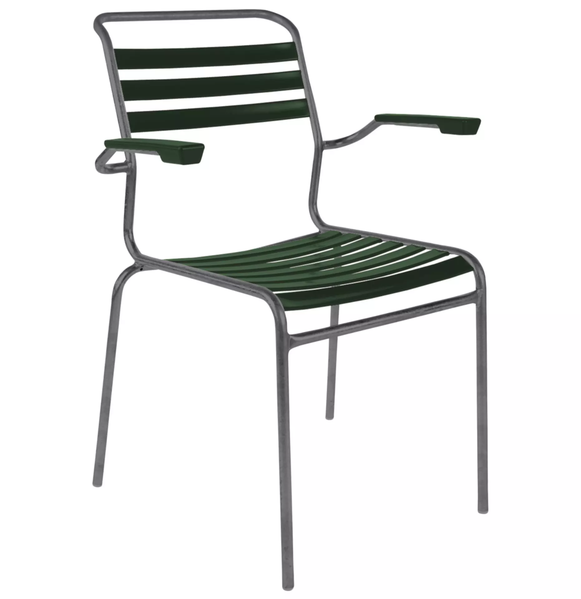 Lättli-Stuhl Säntis mit Armlehnen Schaffner / Farbe: Tannengrün