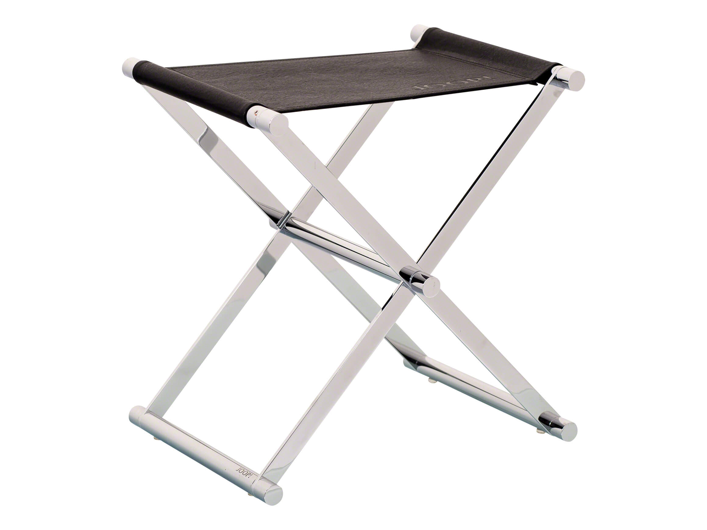 Bathroom stool Joop!, chrome, black textile leather, w 45 cm h 45 cm d 34 cm