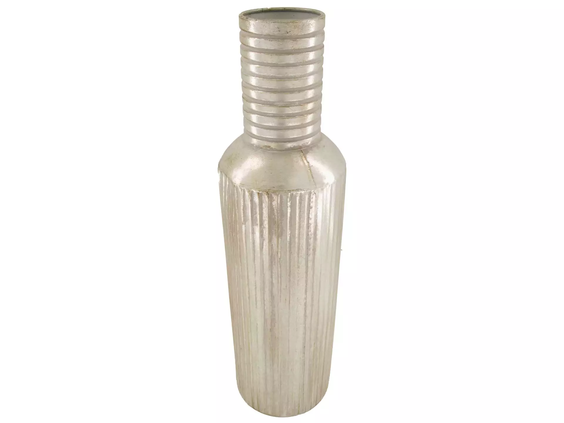Flasche Metall Silber H: 68 cm Decofinder
