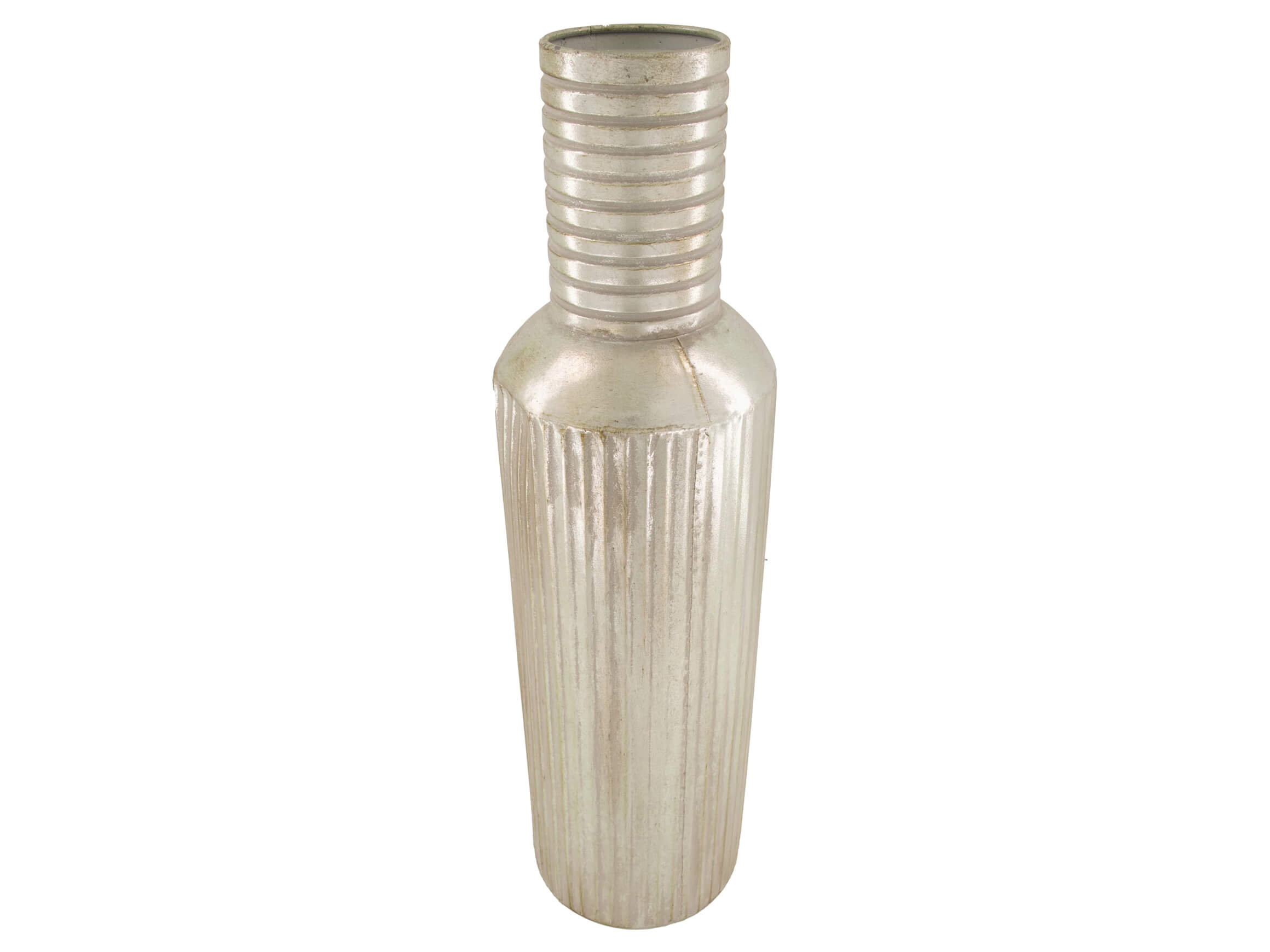 Flasche Metall Silber H: 68 cm Decofinder