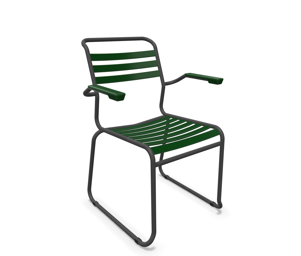 Schaffner Kufen-Lättli-Stuhl Säntis mit Lehne Grün | Schubiger Möbel