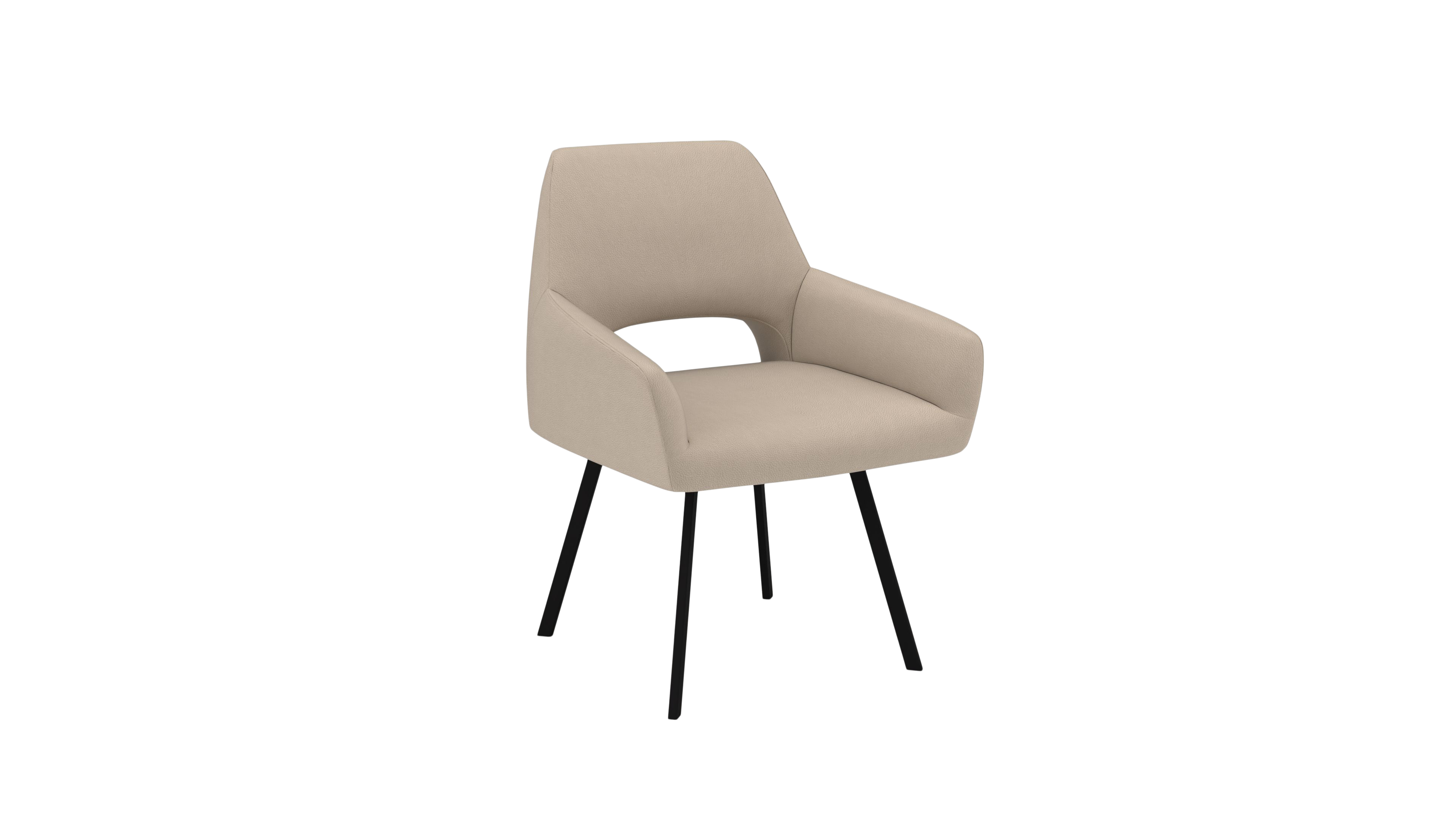 Chair Vega - by UrbanDesign | Swivel Function, Black Base, Cream Fabric