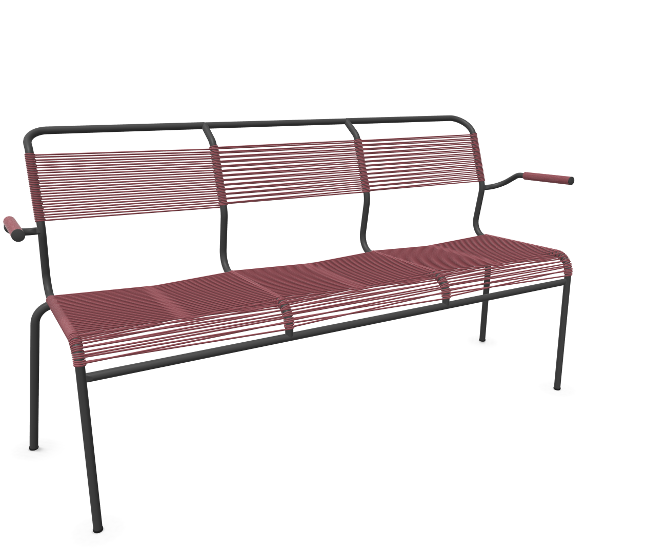 Schaffner Spaghetti-3er-Bank Säntis mit Lehne Rot | Schubiger Möbel