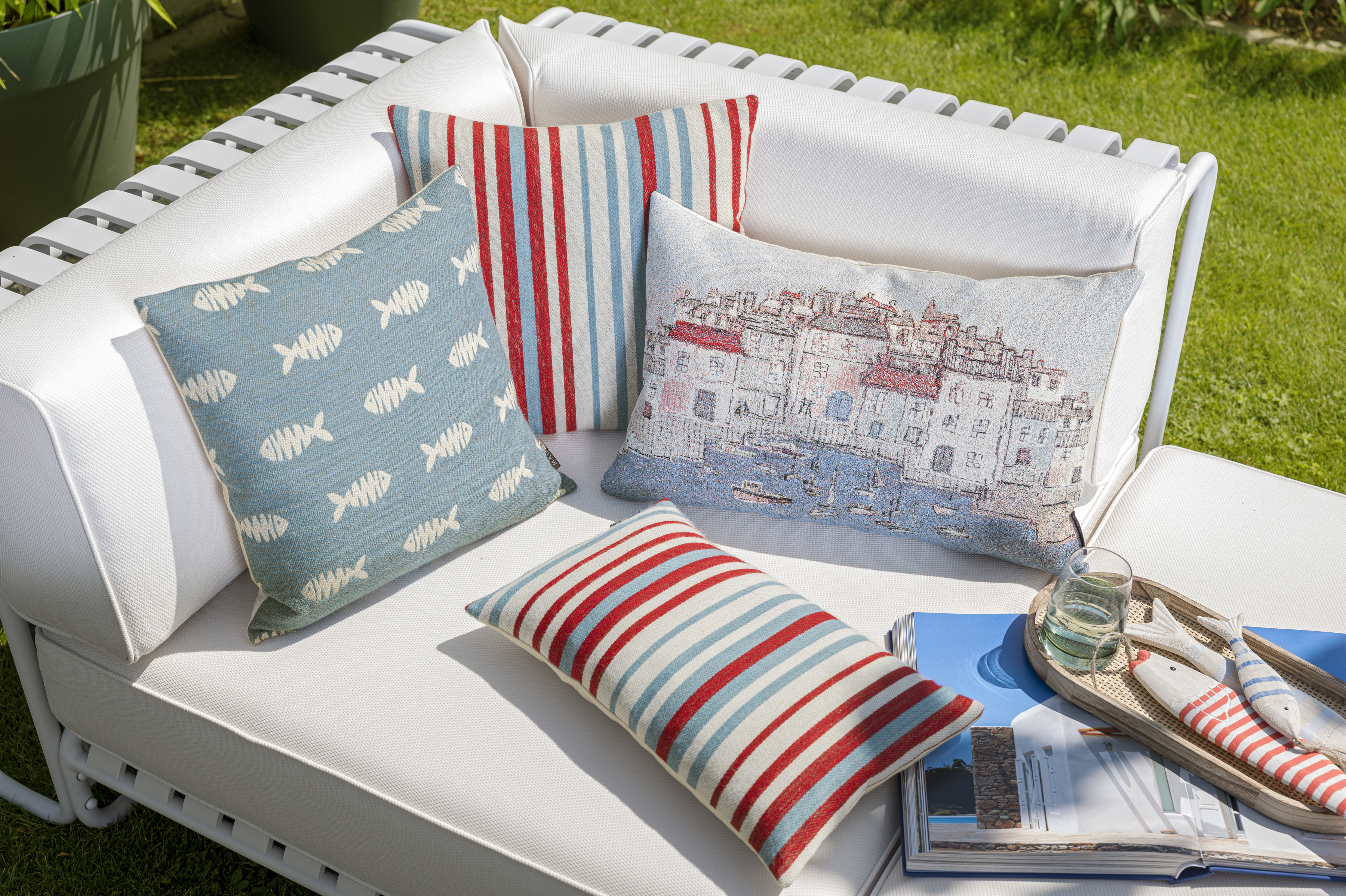 Kissenhülle Rayas, Blau 30x50 cm Magma"