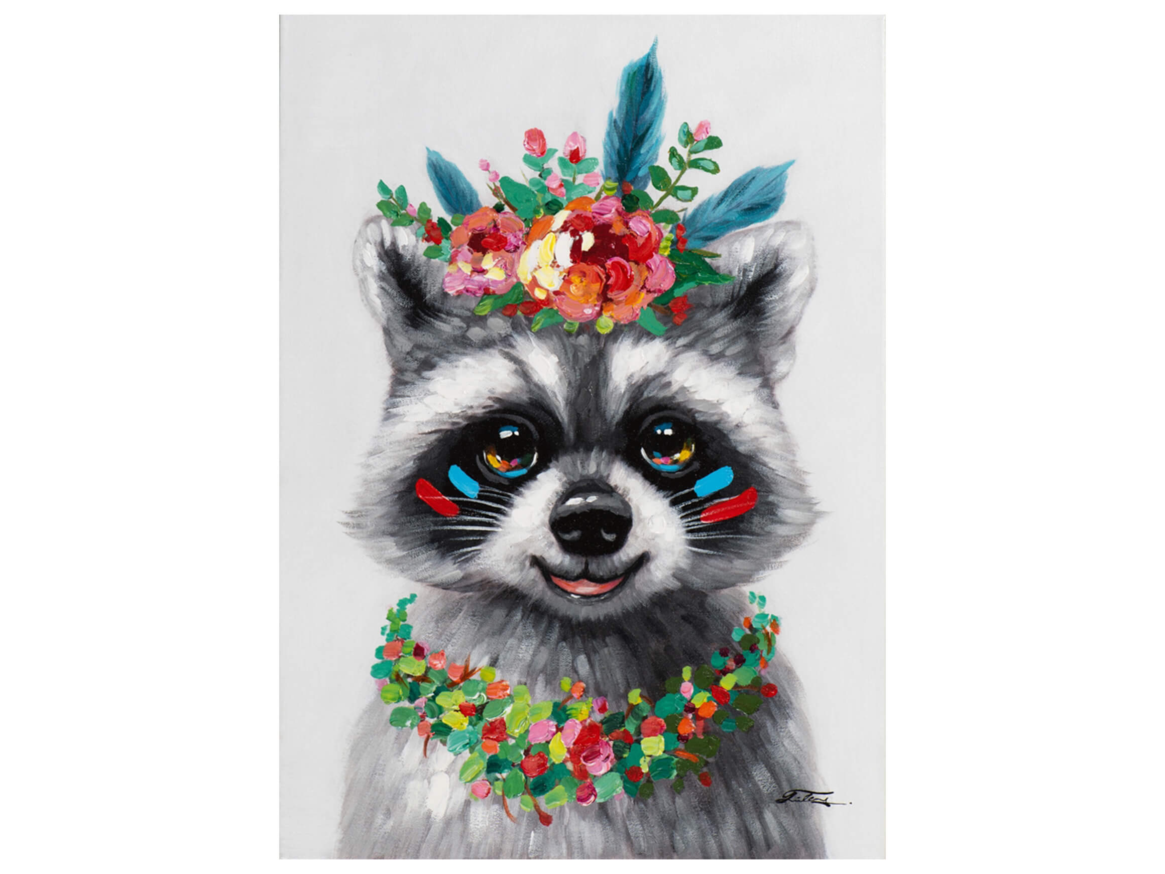 Bild Waschbär mit Blumendekoration image LAND