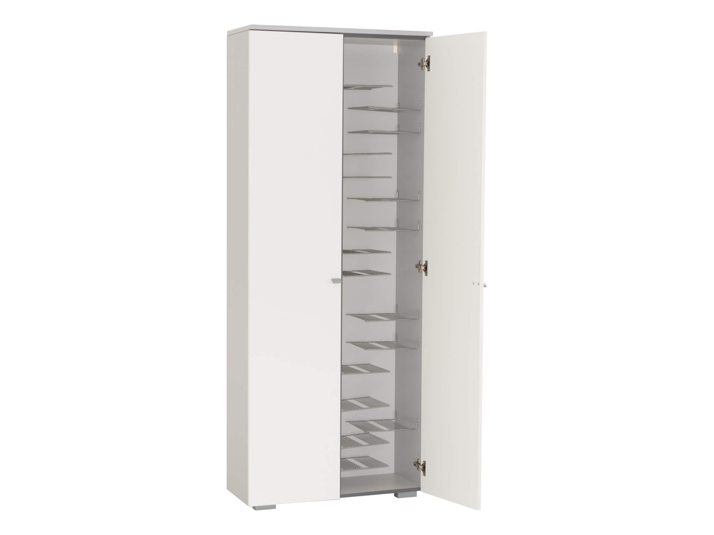 Schuhschrank Umbrail, Mdf Lack Weiss-Grau b 80 cm h 200 cm t 34 cm