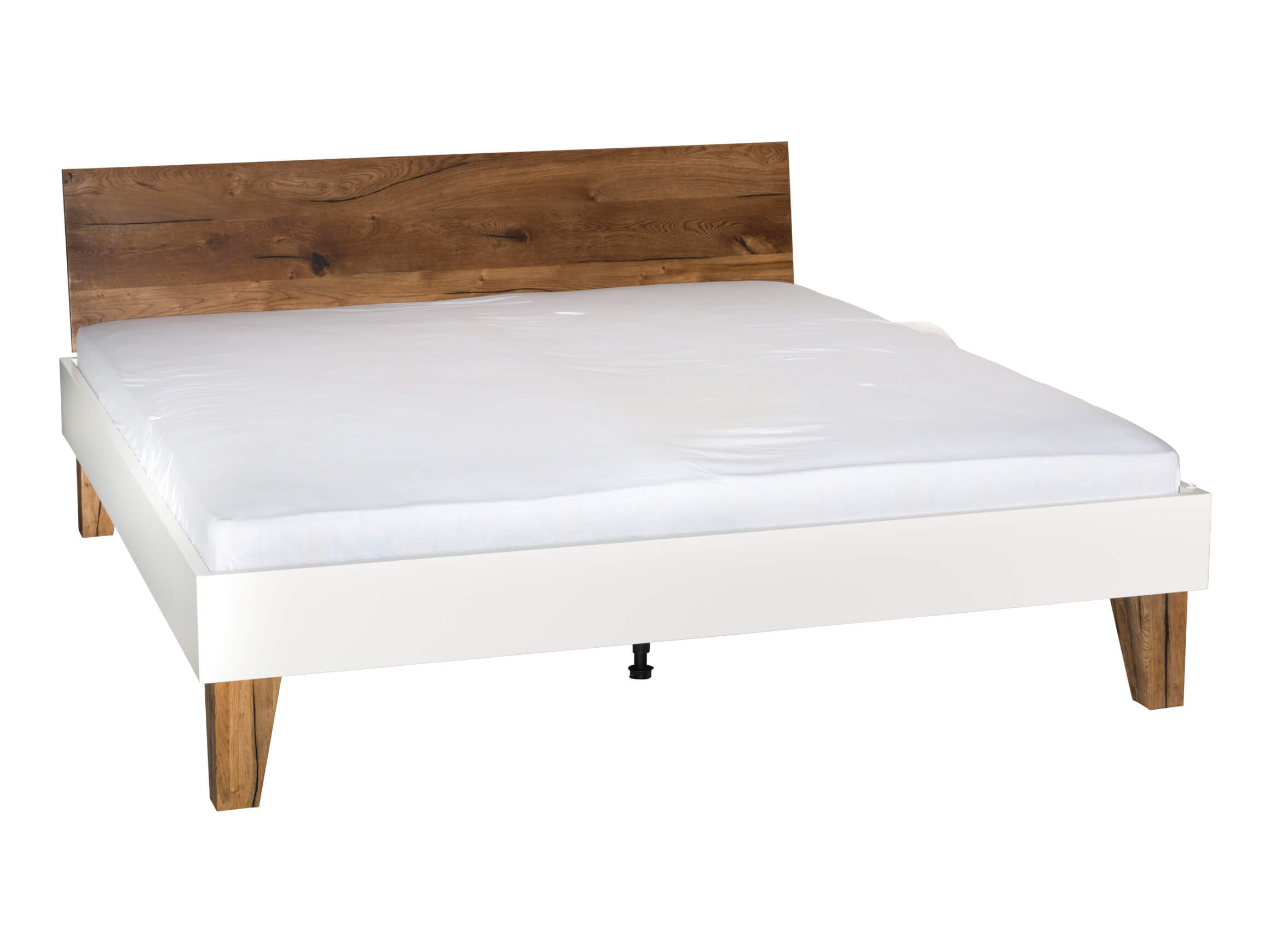 Bett Balboa, Sumpfeiche, Weiss Lackiert, Liegefläche 180 x 200 cm