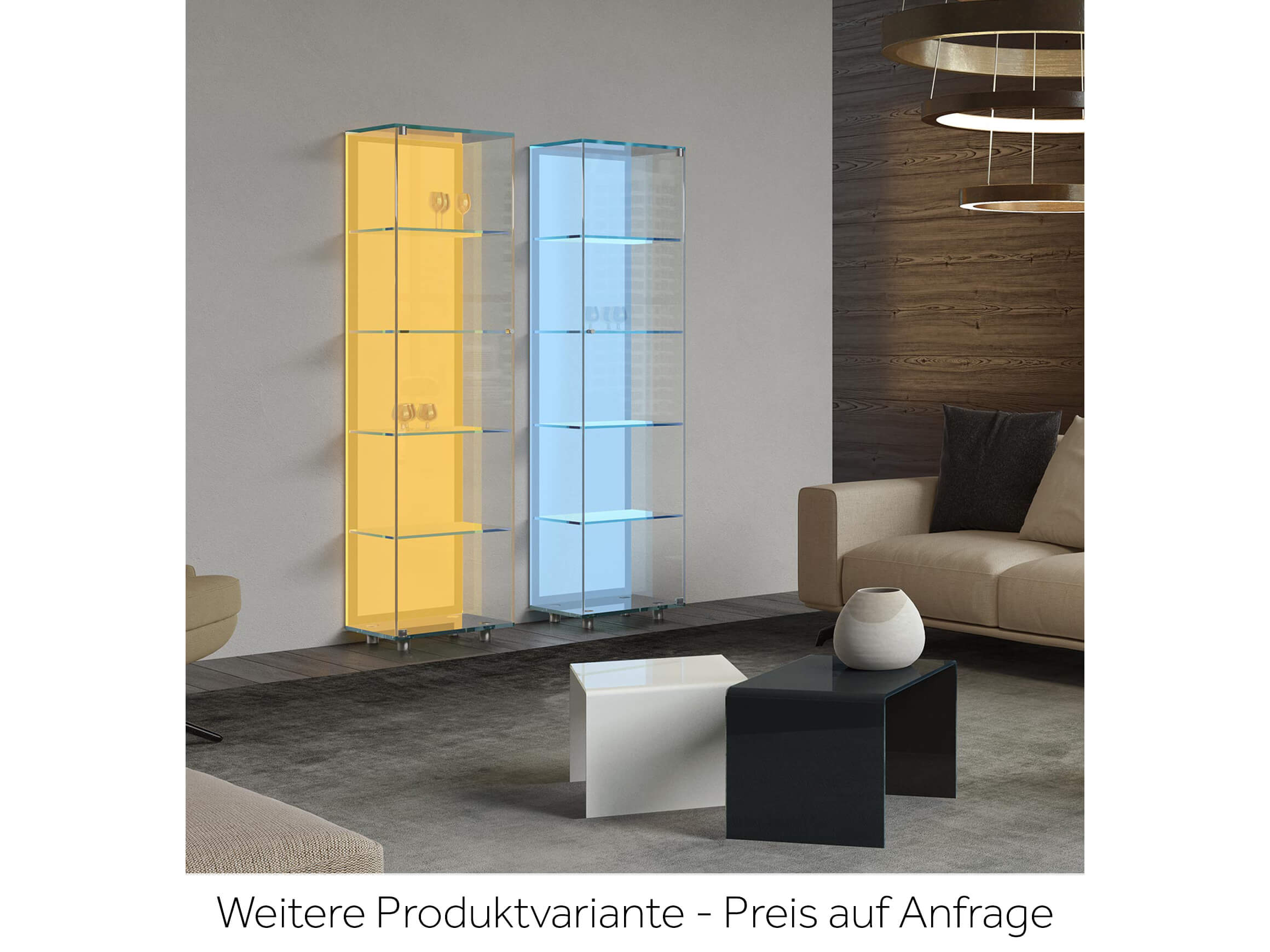 Vitrine Sorin, Glas Optiwhite, Beleuchtet, b 45 cm t 38 cm h 180 cm