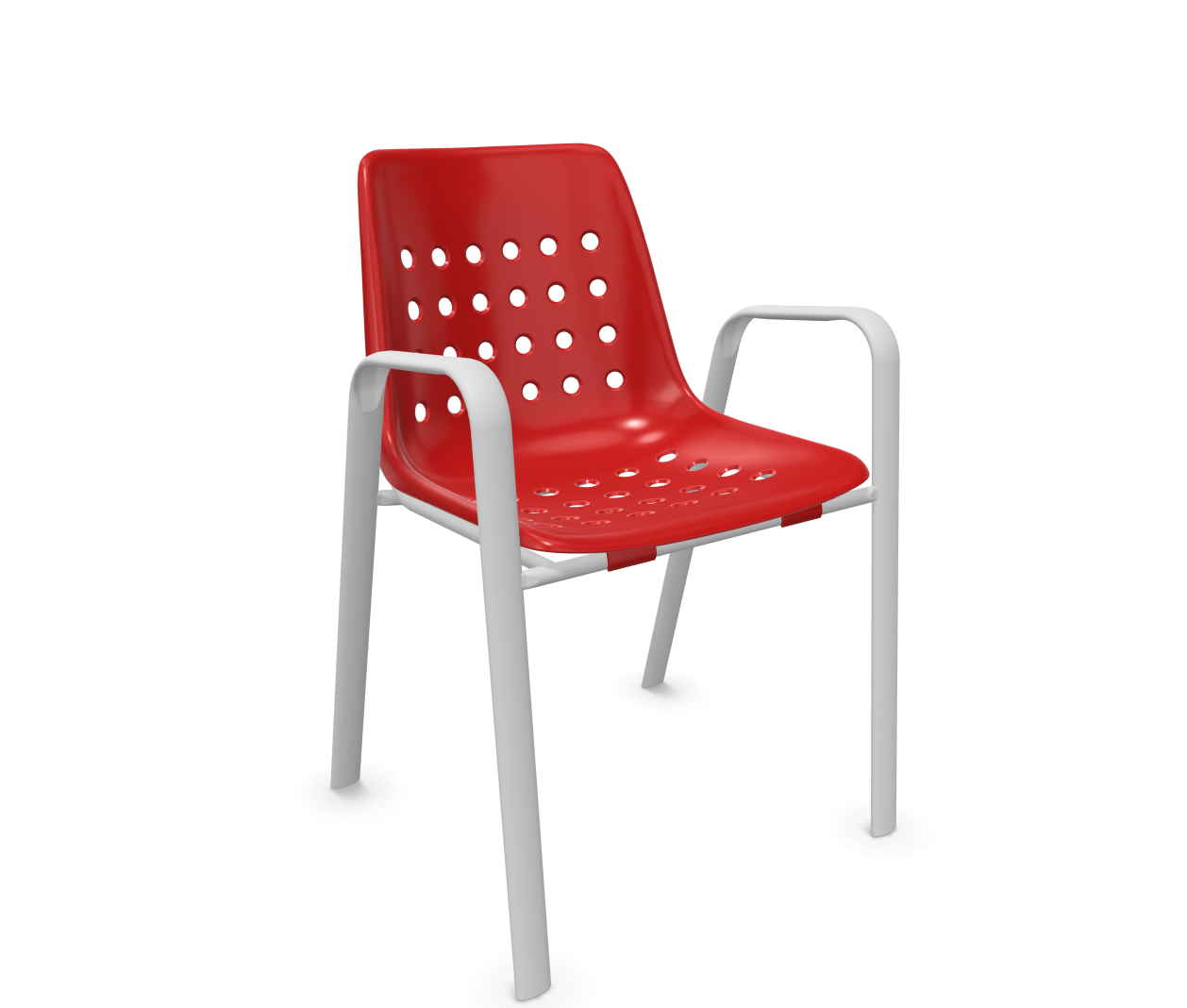 Schalen-Stuhl Bermuda mit Armlehne Rundoval von Schaffner / Farbe: Rot / Grösse: 54 x 43 cm
