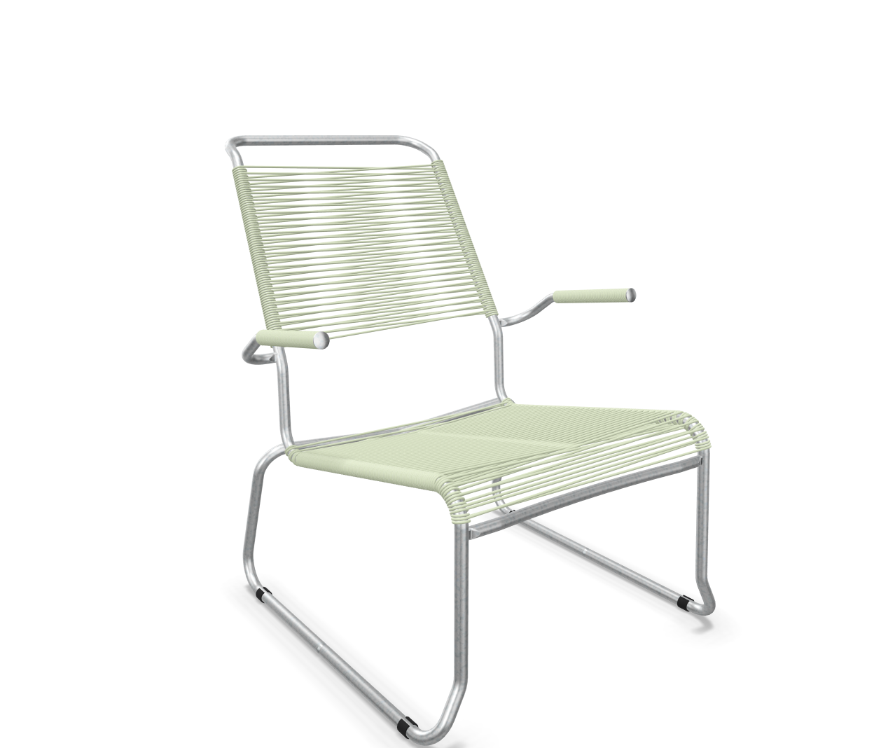 Kufen-Spaghetti-Lounger Säntis mit Lehne / Hochlehner Feuerverzinkt von Schaffner / Farbe: Pastellgrün / Grösse: 68 x 85 cm