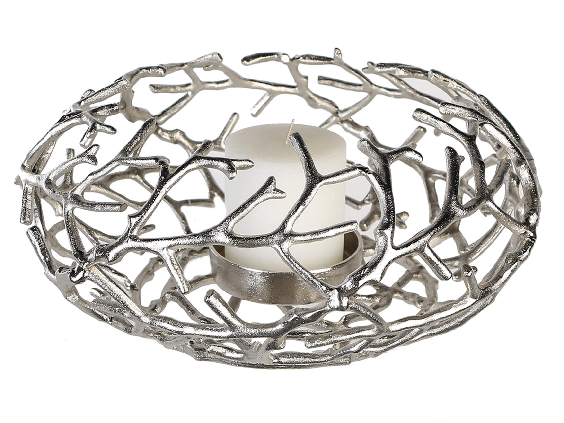 Gilde Adventskranz Twigs Antik Silber  H: 20 cm Grau | Schubiger Möbel