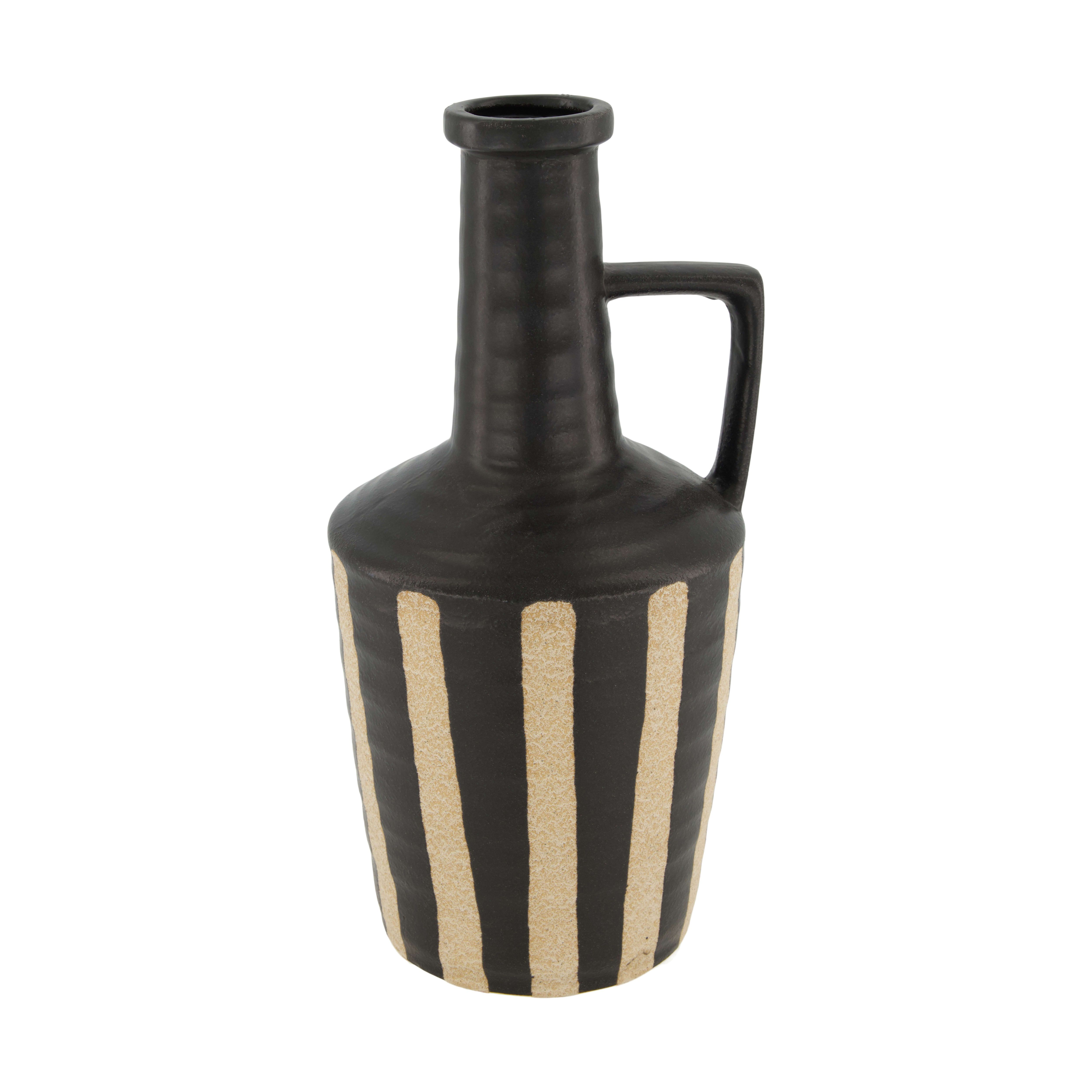 Vase Flasche Keramik, Schwarz Decofinder