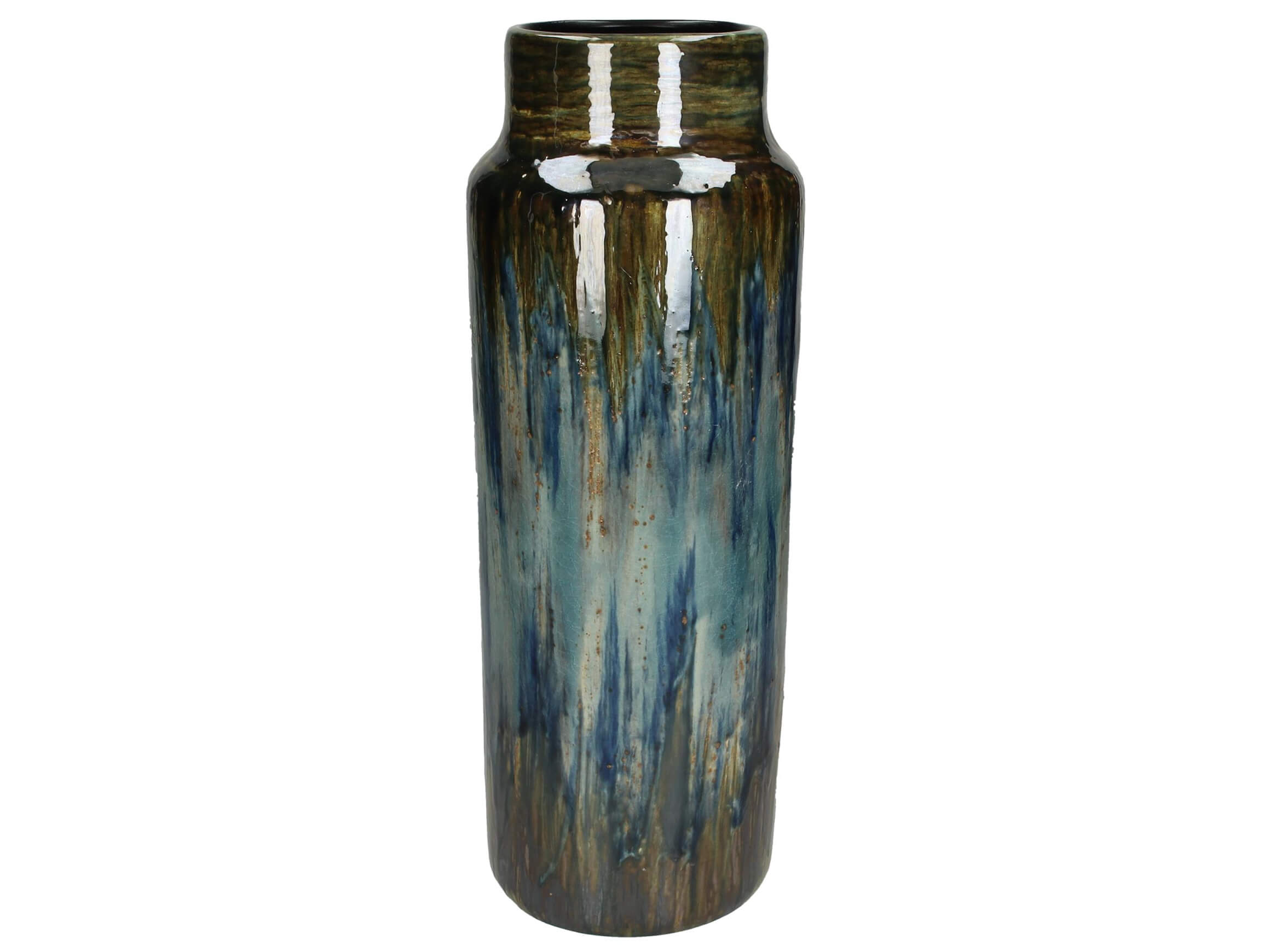 Vase Steingut Blau mit Verlauf H: 39 cm Kersten