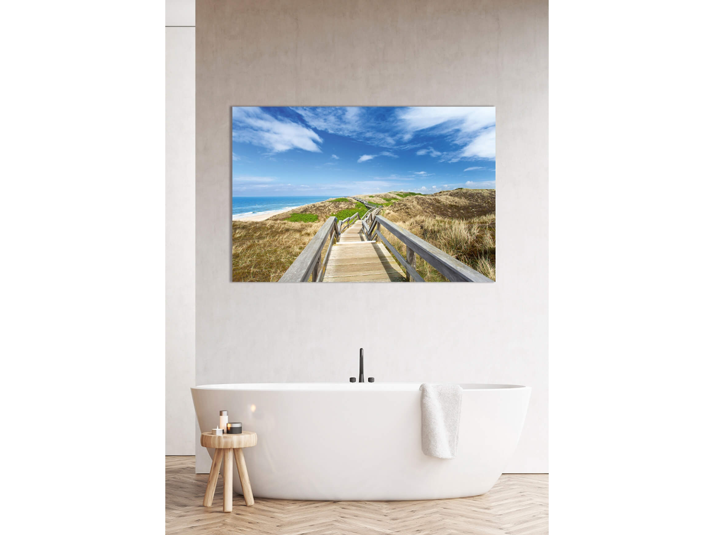 Digitaldruck auf Acrylglas Holzweg Zum Meer 2 image LAND / Grösse: 120 x 80 cm