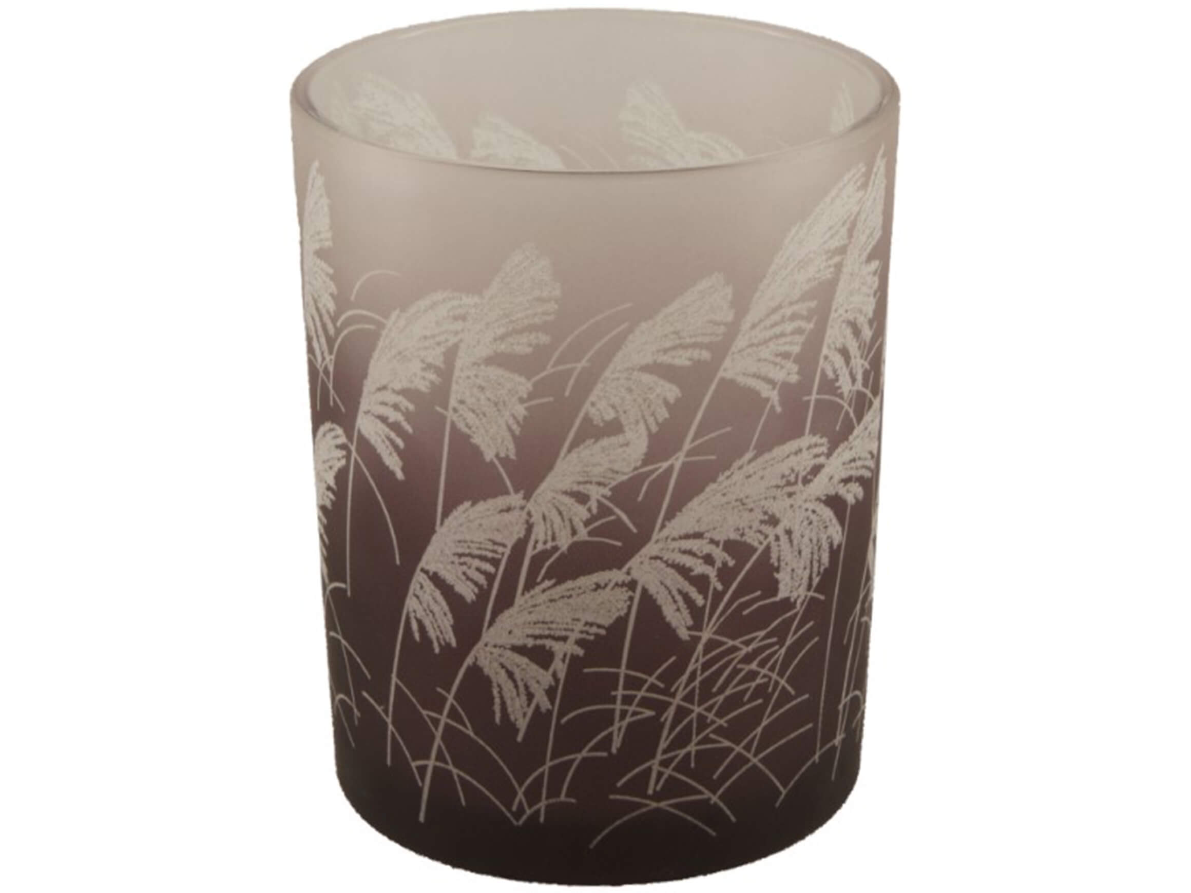 Windlicht Grasmotiv, Grau-Weisws H: 12 cm Dijk