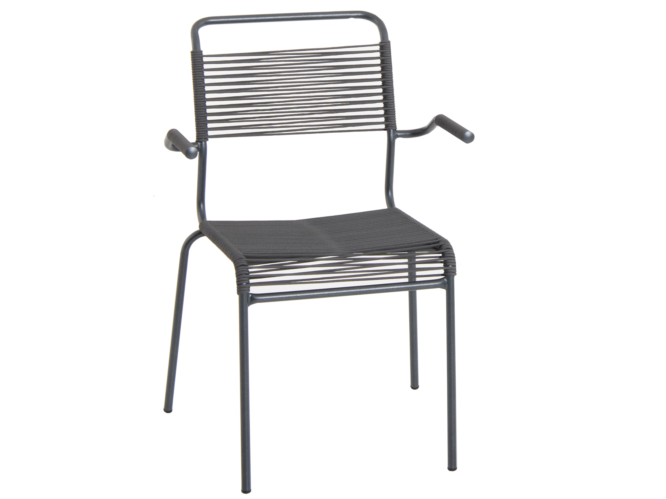 Spaghetti-Stuhl Säntis Ocean-Yarn mit Armlehne von Schaffner / Farbe: Anthrazit / Grösse: 44 x 61 cm