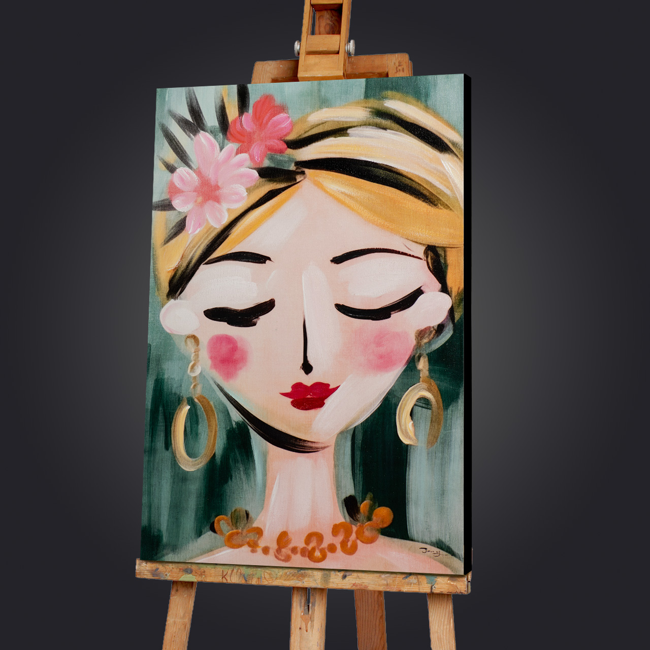 Gemälde-Naive Painting Flower Girl-image LAND