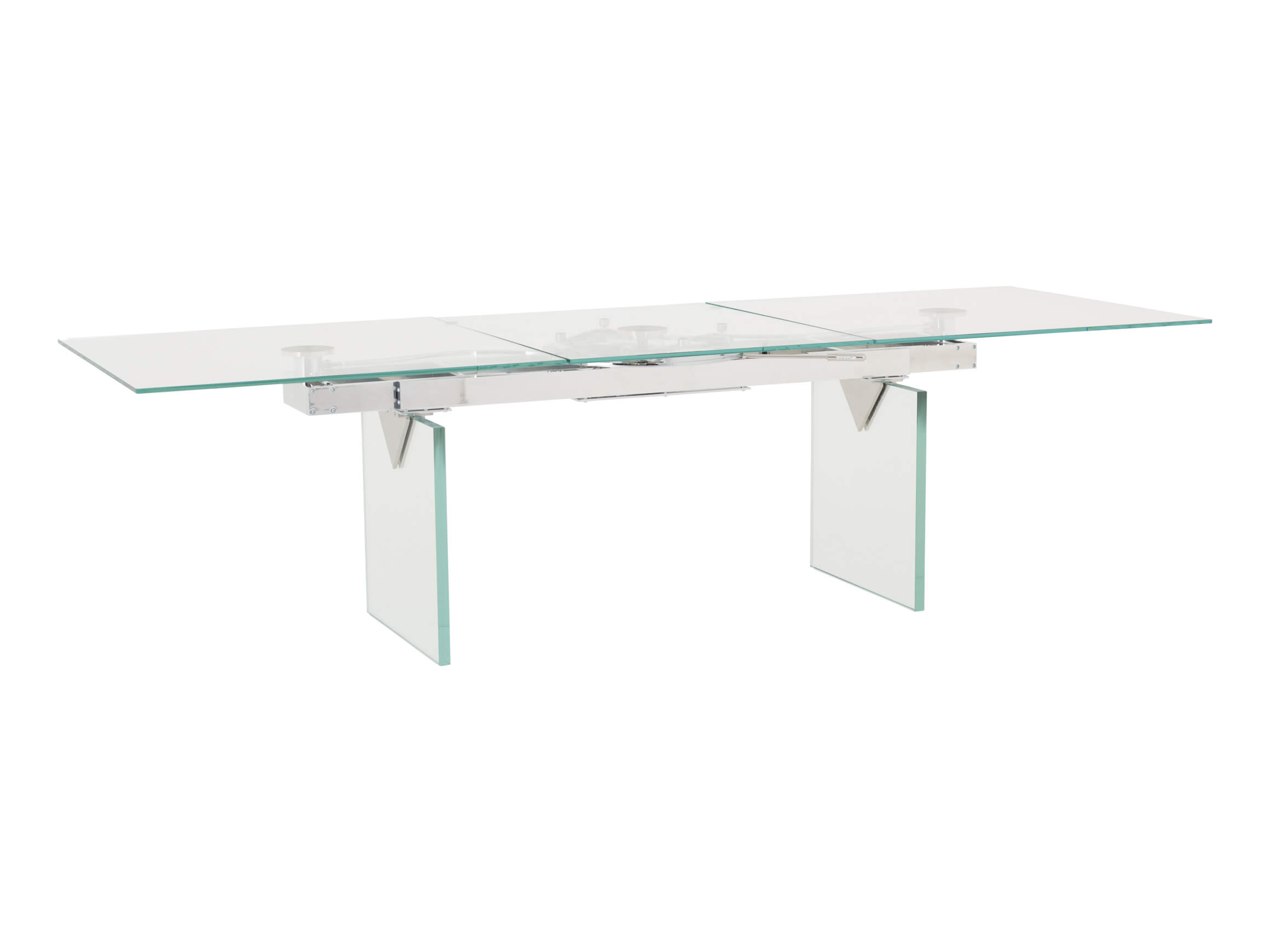 Quantu dining table, glass, chrome mechanism, w 200-280 cm