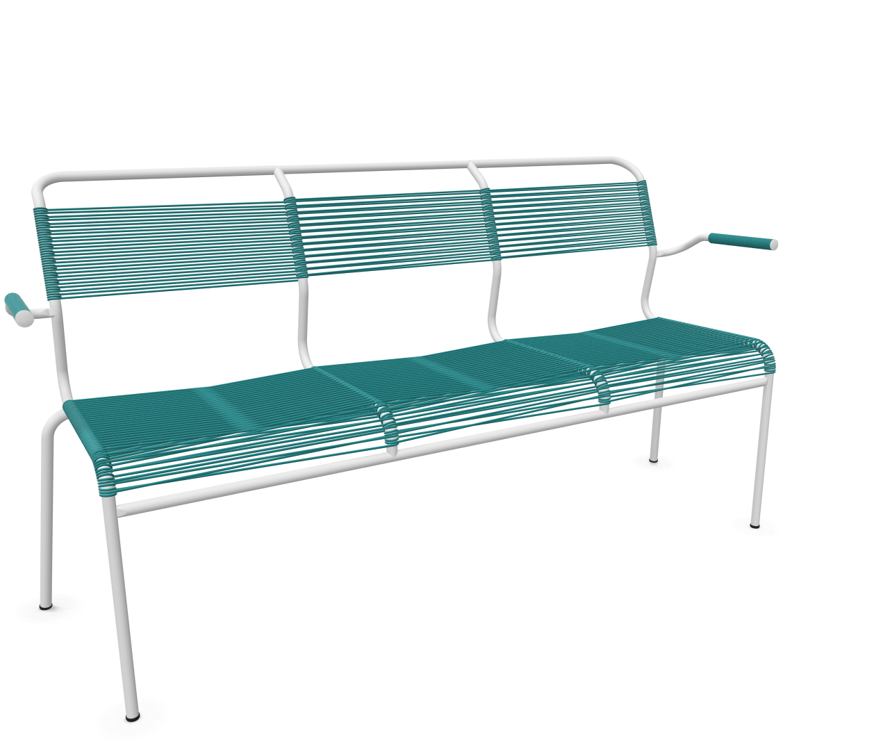 Schaffner Spaghetti-3er-Bank Säntis mit Lehne Blau | Schubiger Möbel