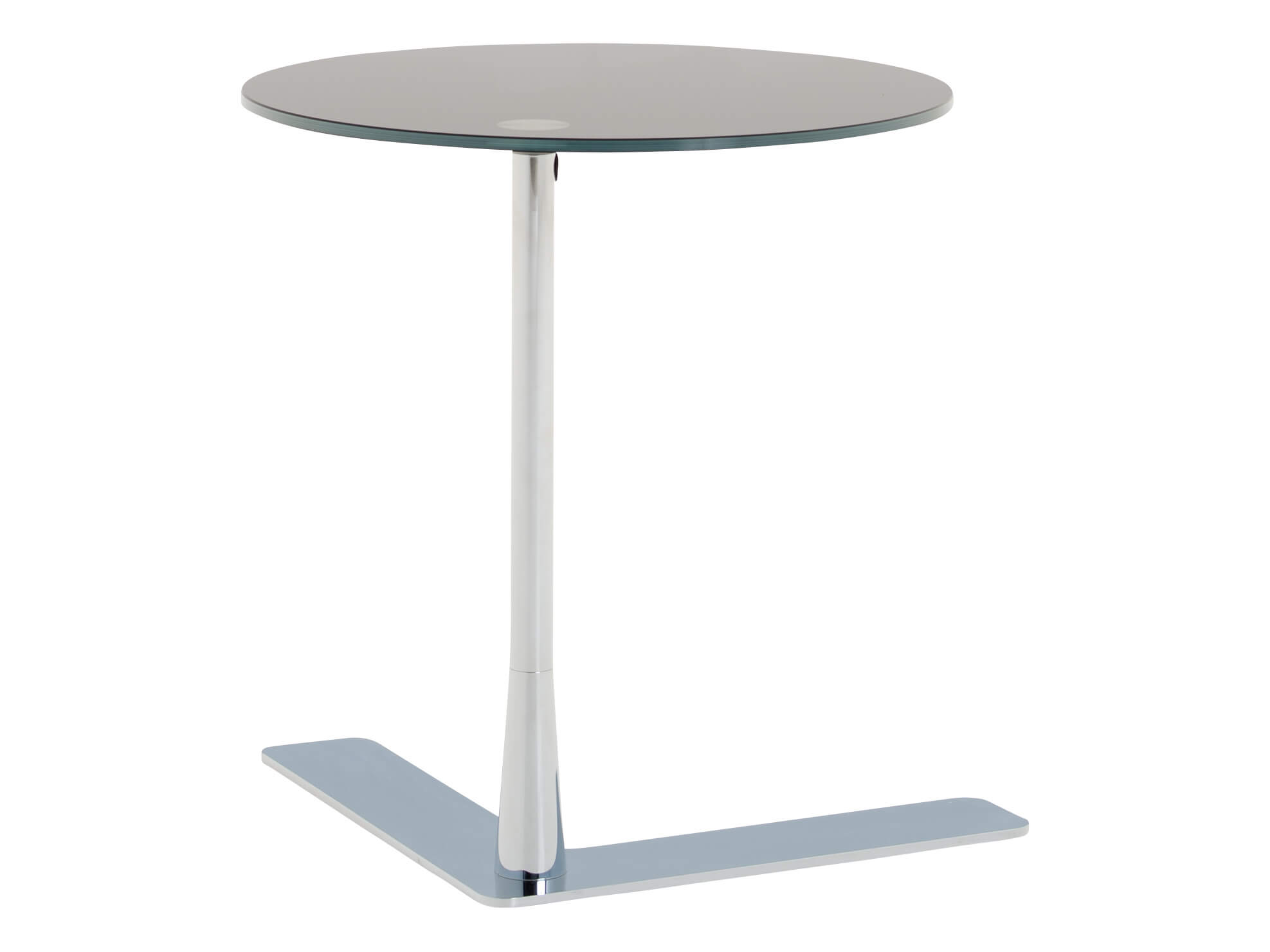 Beistelltisch Felias, Glas Tiefschwarz, Chrom,