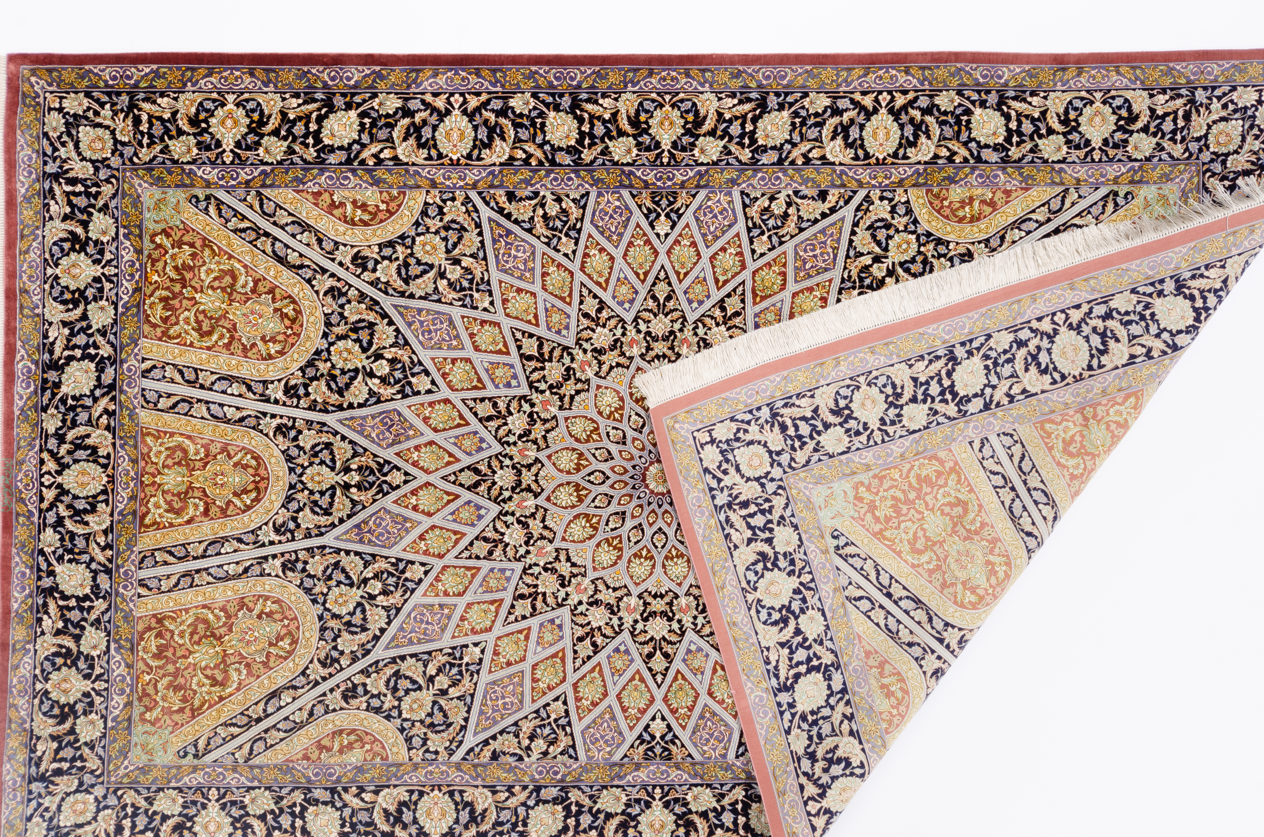 Klassischer Teppich Ghom Seide Negra / Farbe: Creme