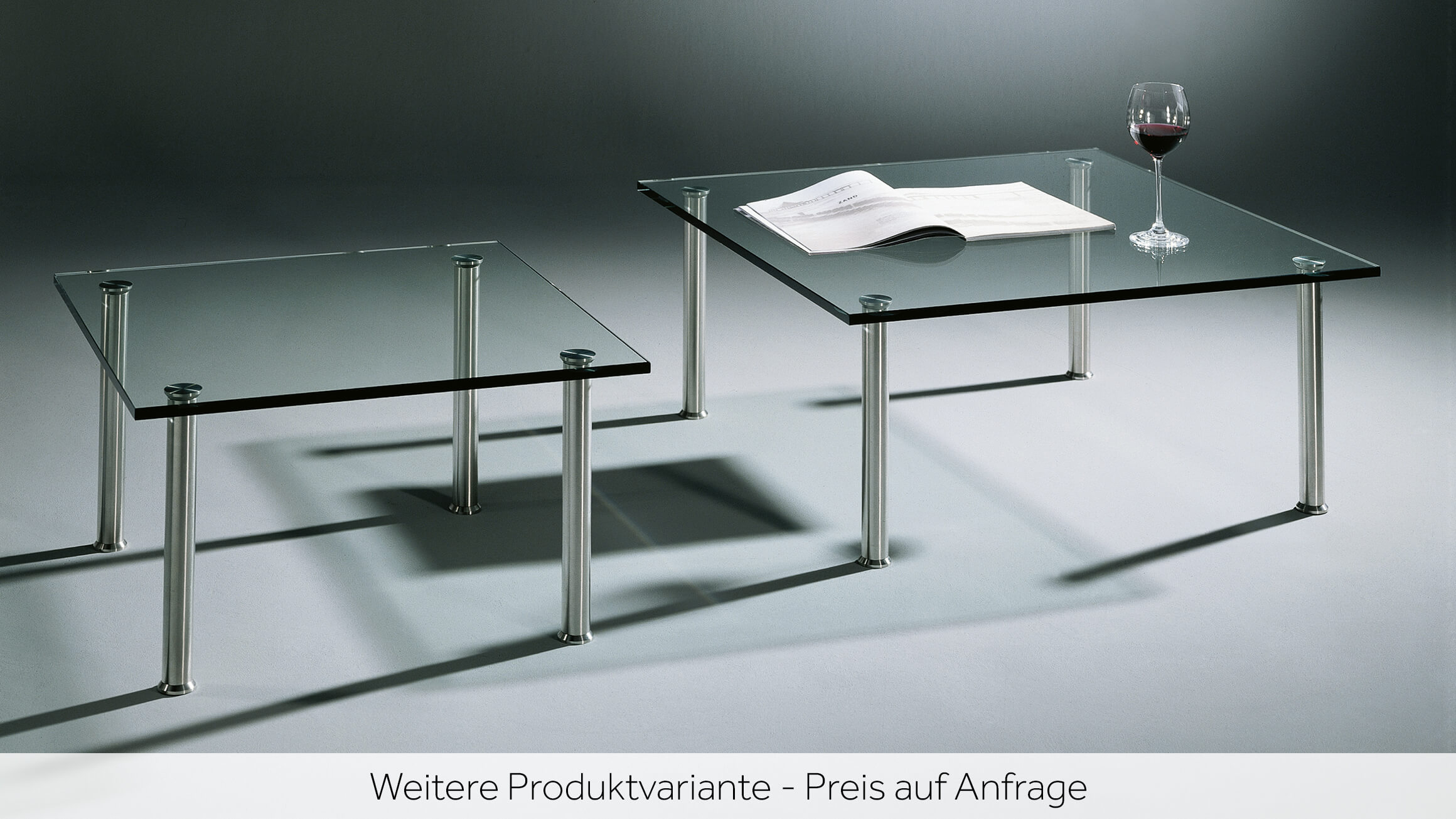 Salontisch Sienta, Floatglas Klar, Edelstahlbeine, b 70