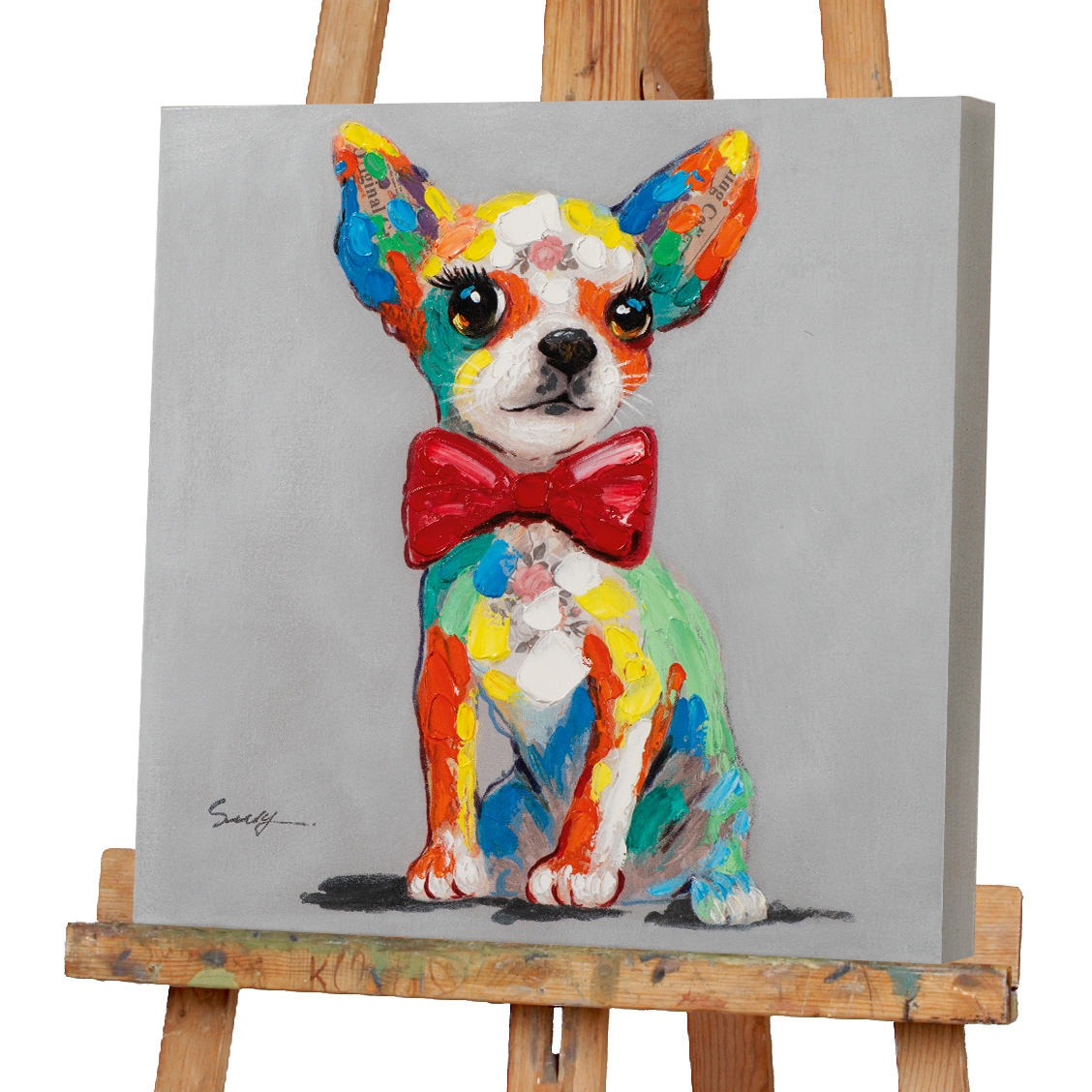 Gemälde Bunter Chihuahua mit Fliege image LAND