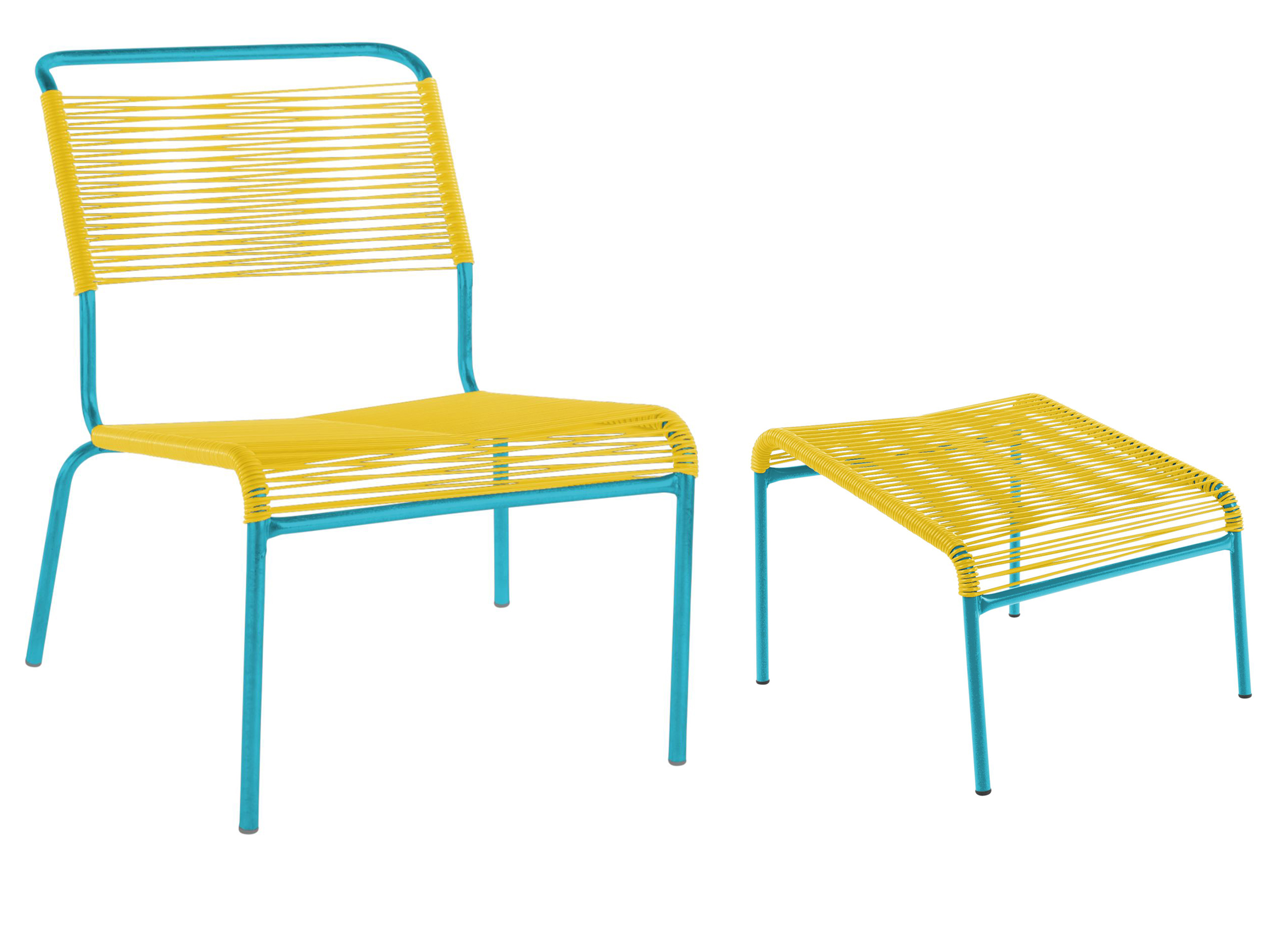 Spaghetti-Lounger + Hocker Säntis Schaffner / Farbe: Gelb